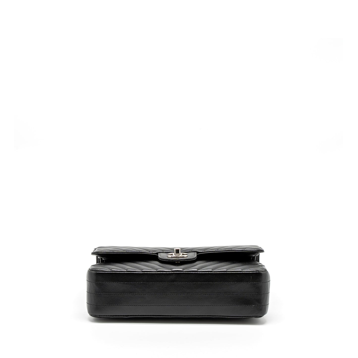Chanel Medium Classic Double Flap Bag Chevron Caviar Black SHW