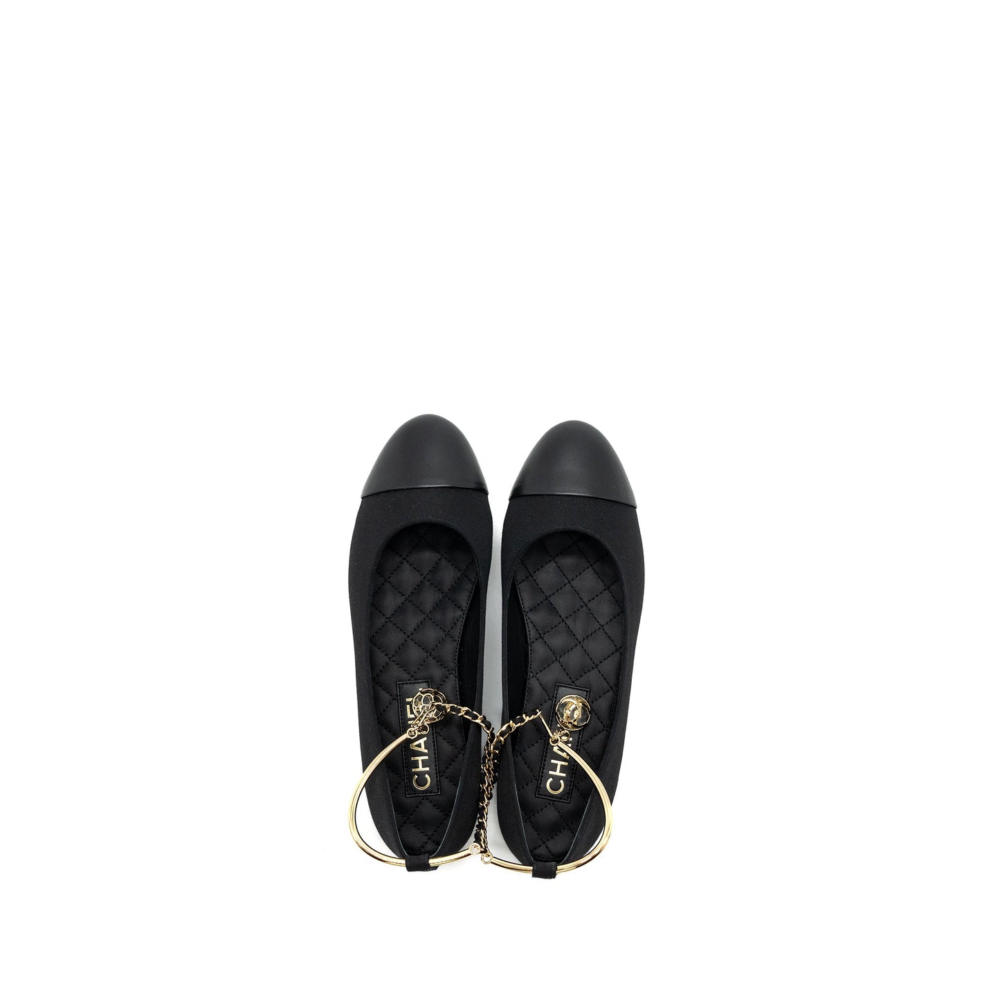 Chanel Size 37 Ballerinas Shoes Canvas/Leather Black LGHW