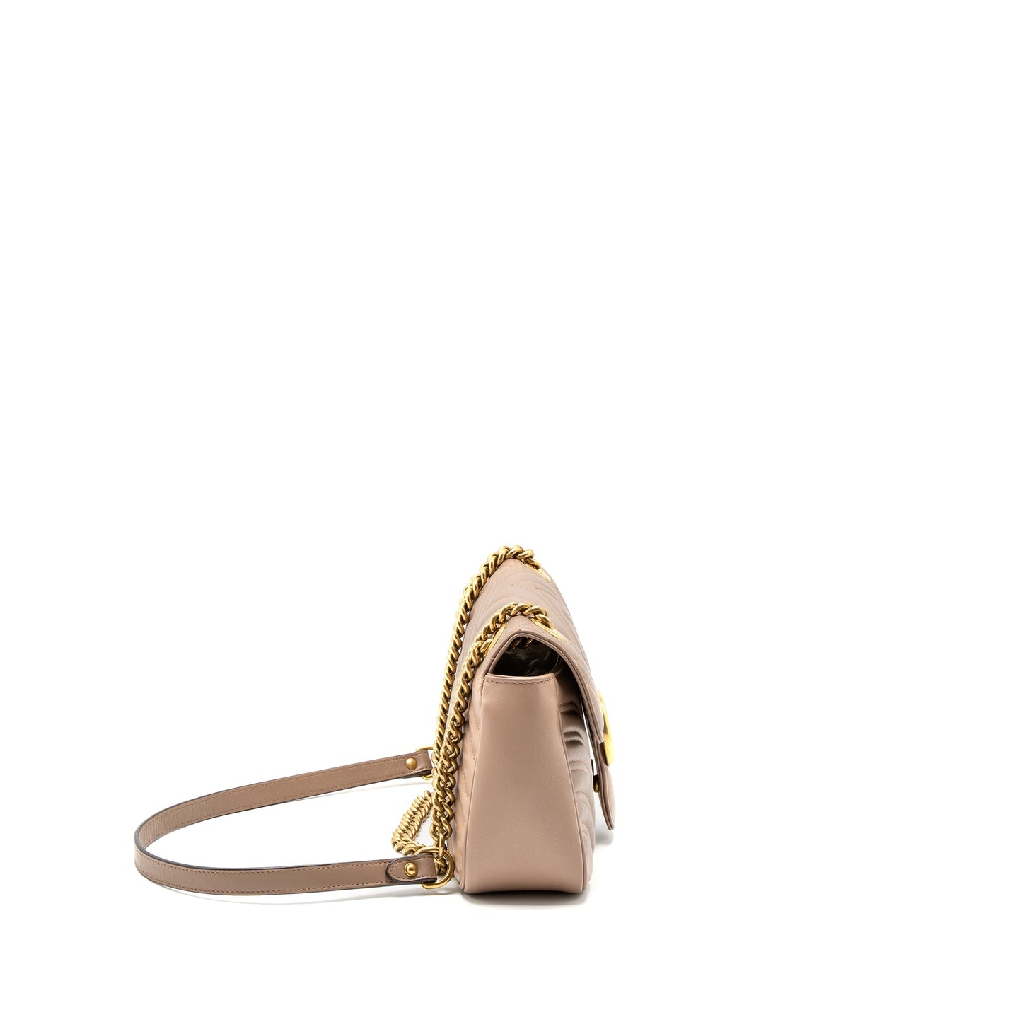 Gucci Small Marmont Purse Calfskin Beige Brushed