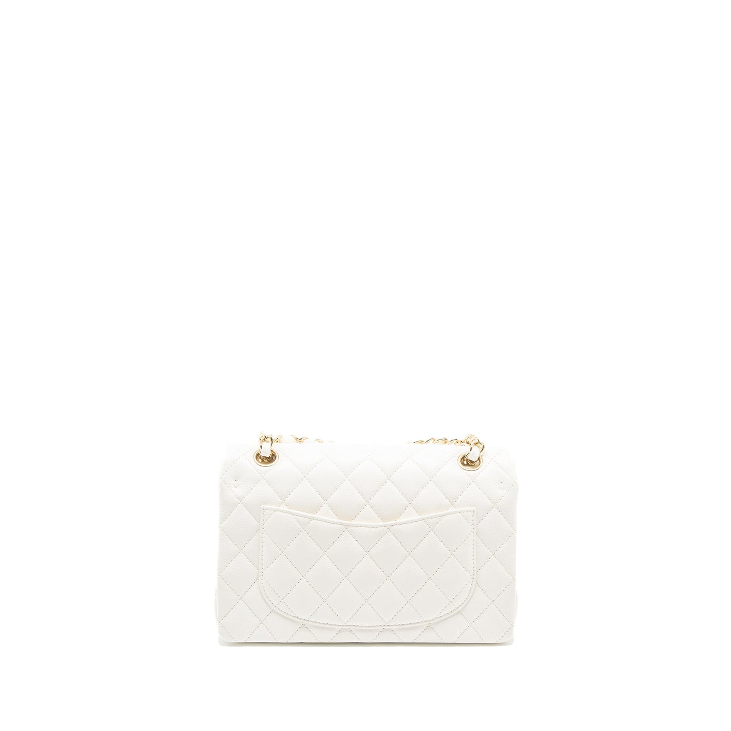 Chanel Small Classic Double Flap Bag Caviar White LGHW (Microchip)