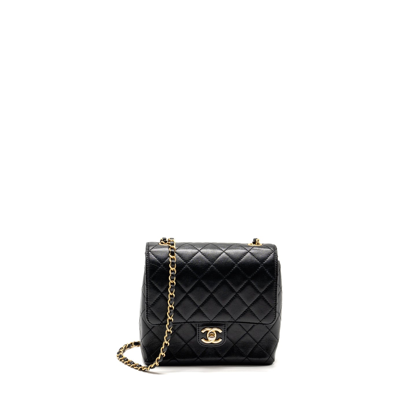 Chanel 22K Retro Classic New Square Large Flap Bag Goatskin Black GHW (Microchip)