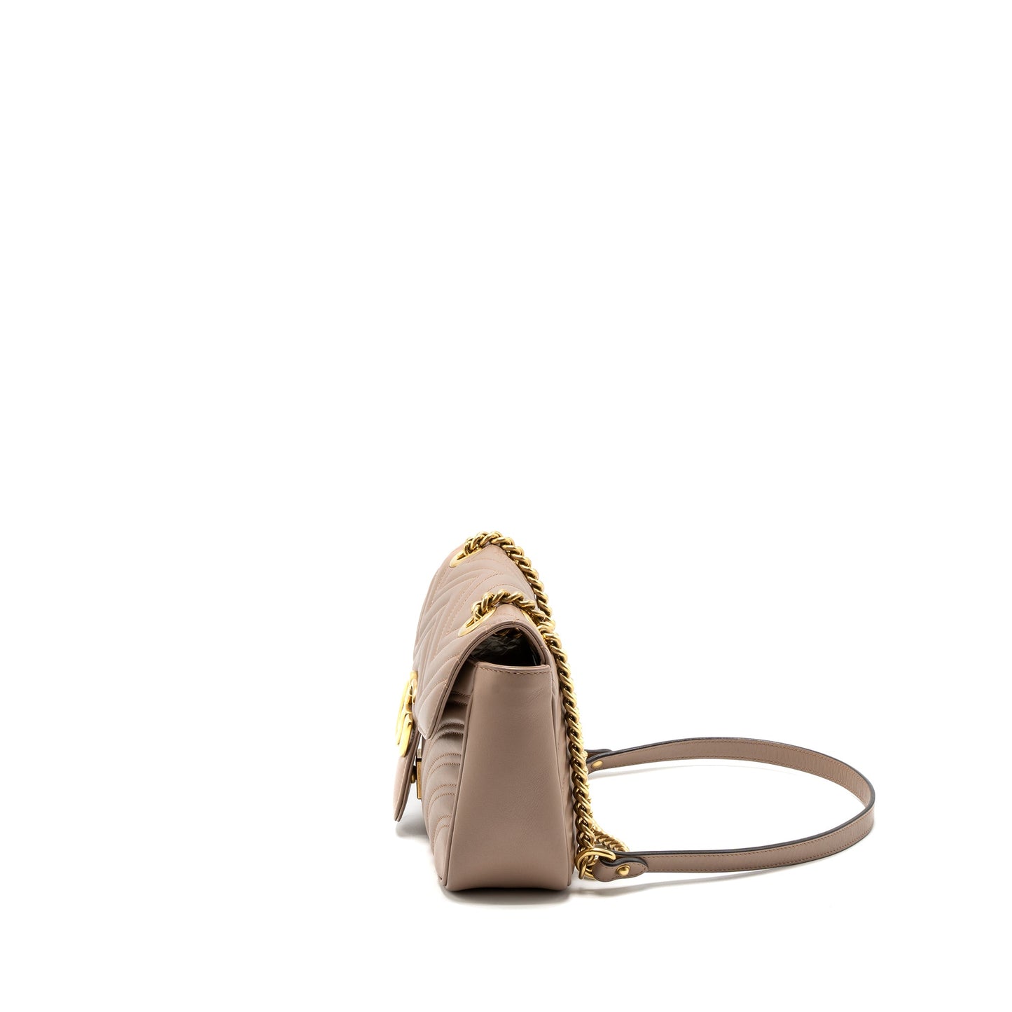 Gucci Small Marmont Purse Calfskin Beige Brushed