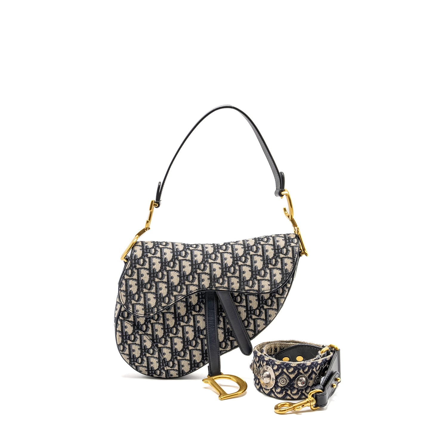 Dior Medium Saddle Purse Blue Oblique Canvas