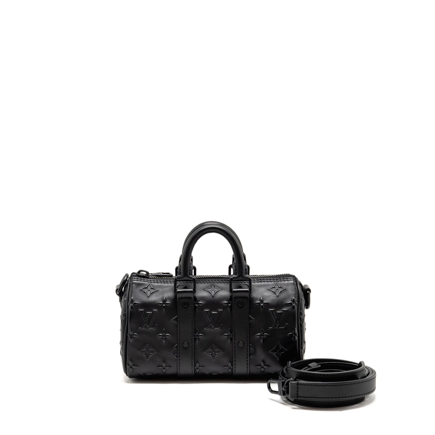 Louis Vuitton Keepall Monogram Seal Cowhide Leather So Black