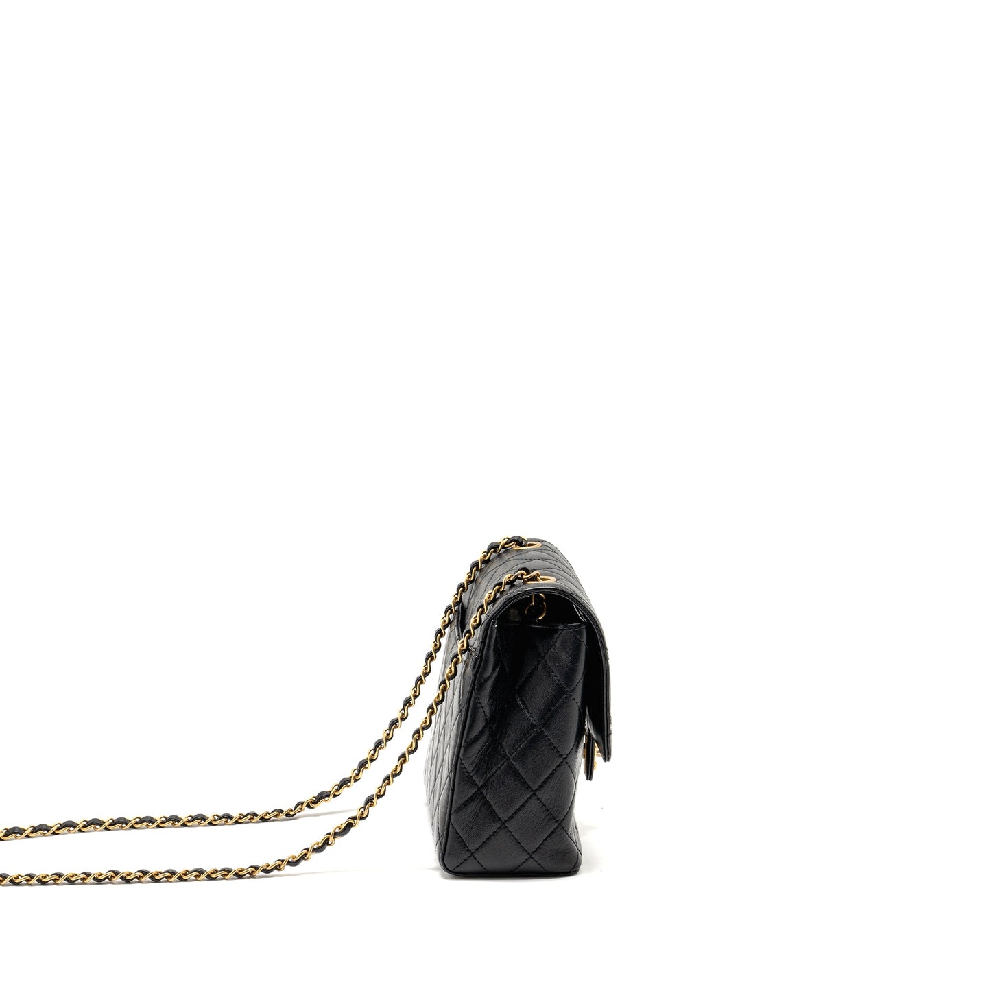 Chanel 22K Retro Classic New Square Large Flap Bag Goatskin Black GHW (Microchip)