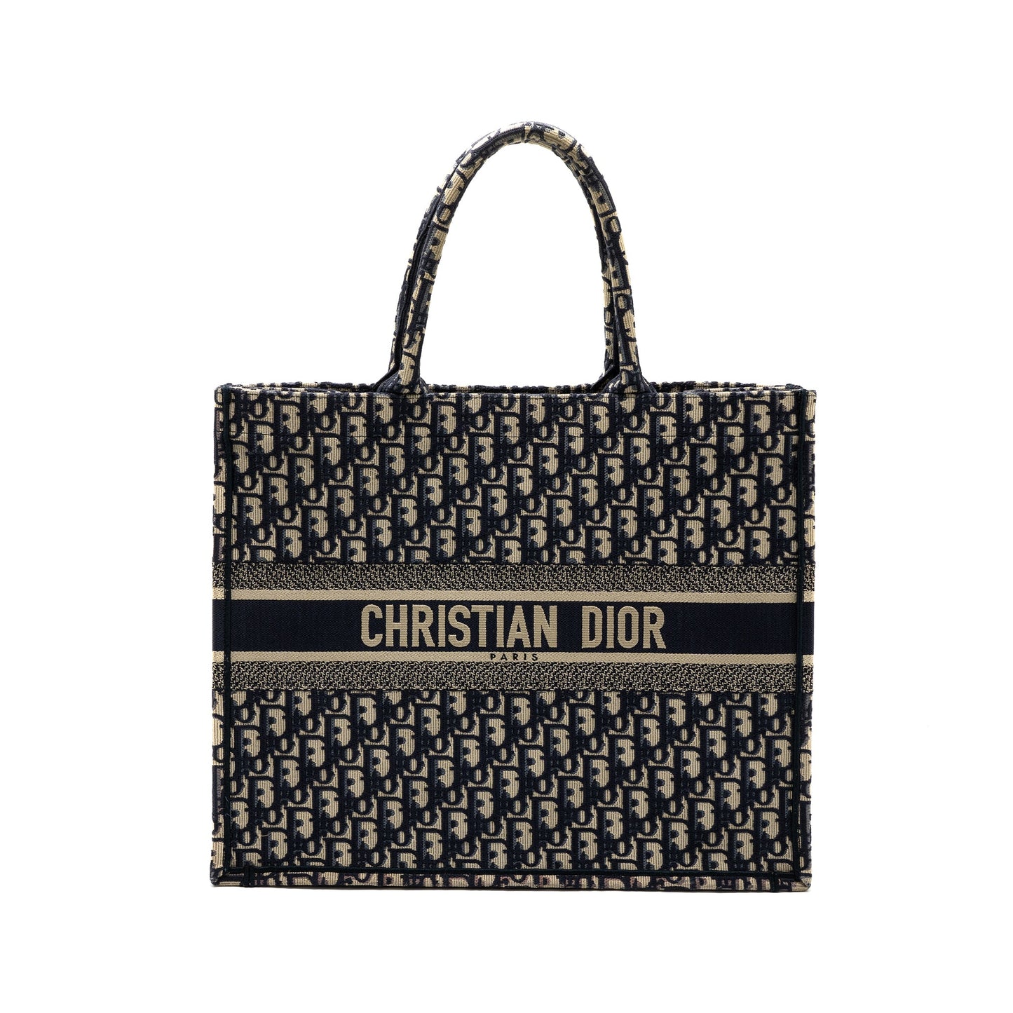 Dior Large Book Tote Blue Dior Oblique Embroidery