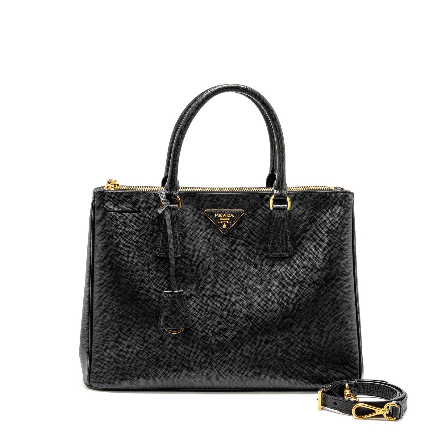 Prada Large Saffiano Tote Purse Leather Black