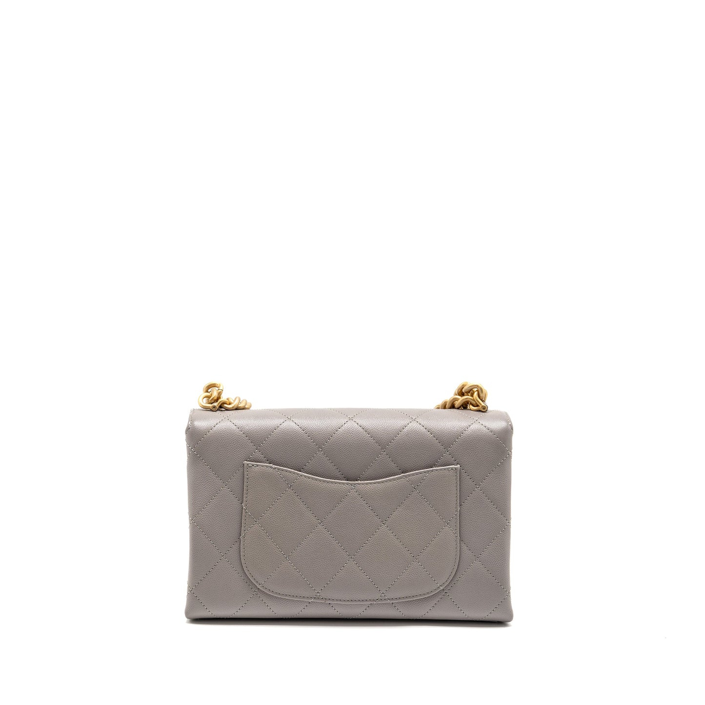 Chanel Quilted Flap Bag with Chain Handle Caviar Grey GHW (Microchip)