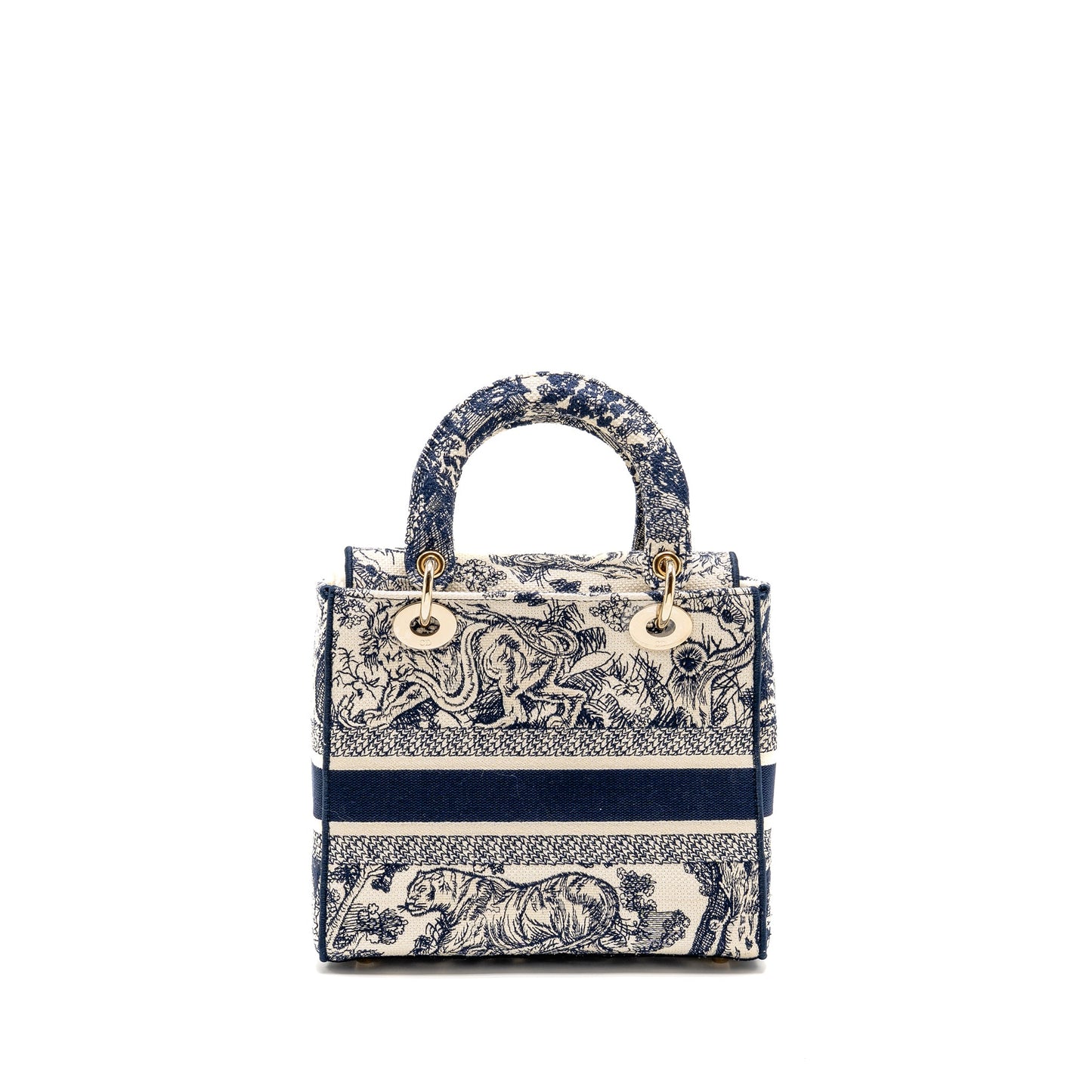 Dior Medium Lady D-Lite Purse Toile de Jouy Embroidery Blue