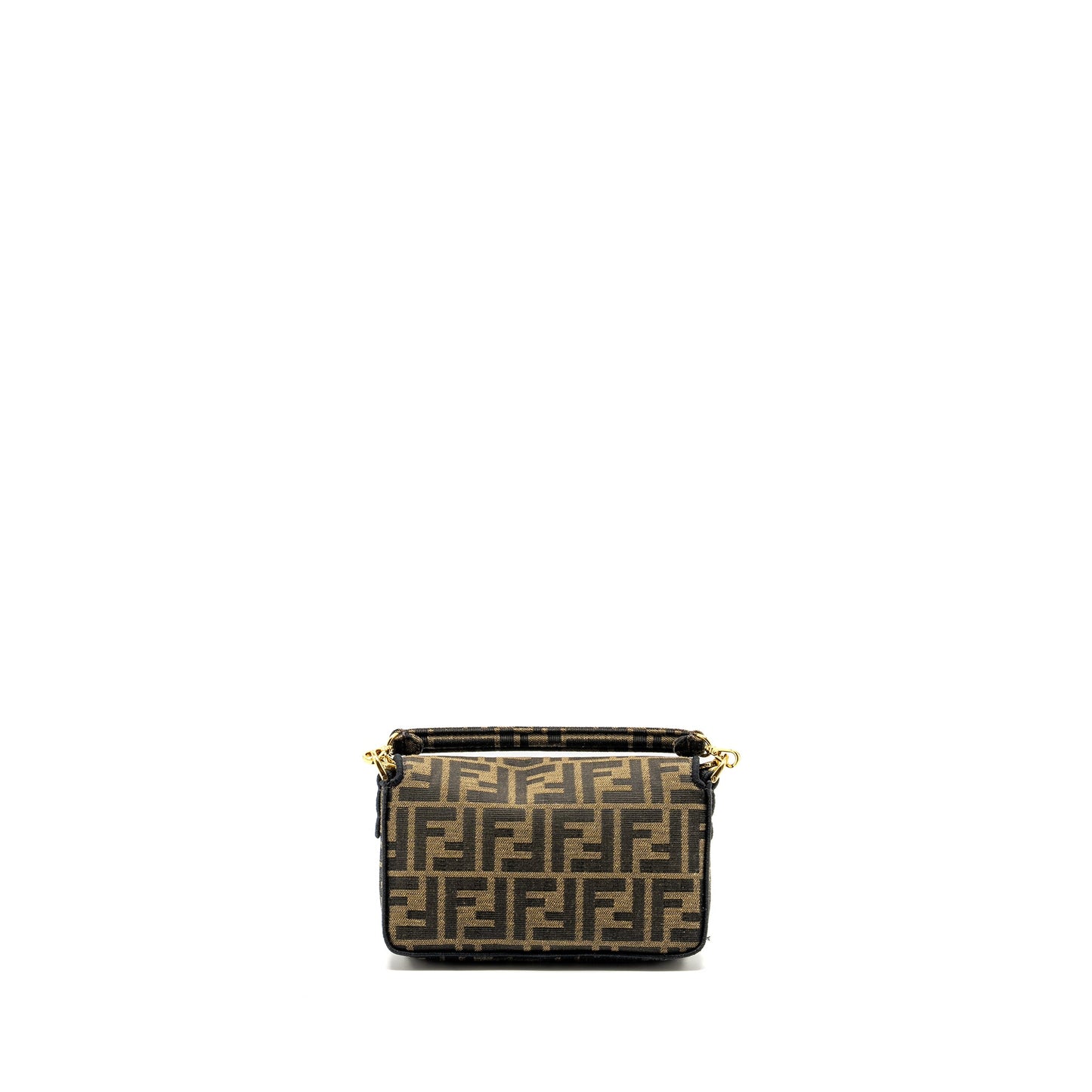 Fendi Mini Baguette Purse Jacquard Fabric Brown