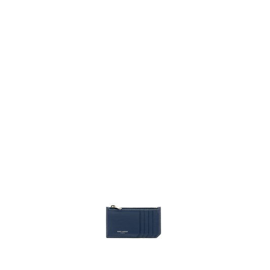 Saint laurent Paris fragments zipped card case calfskin blue
