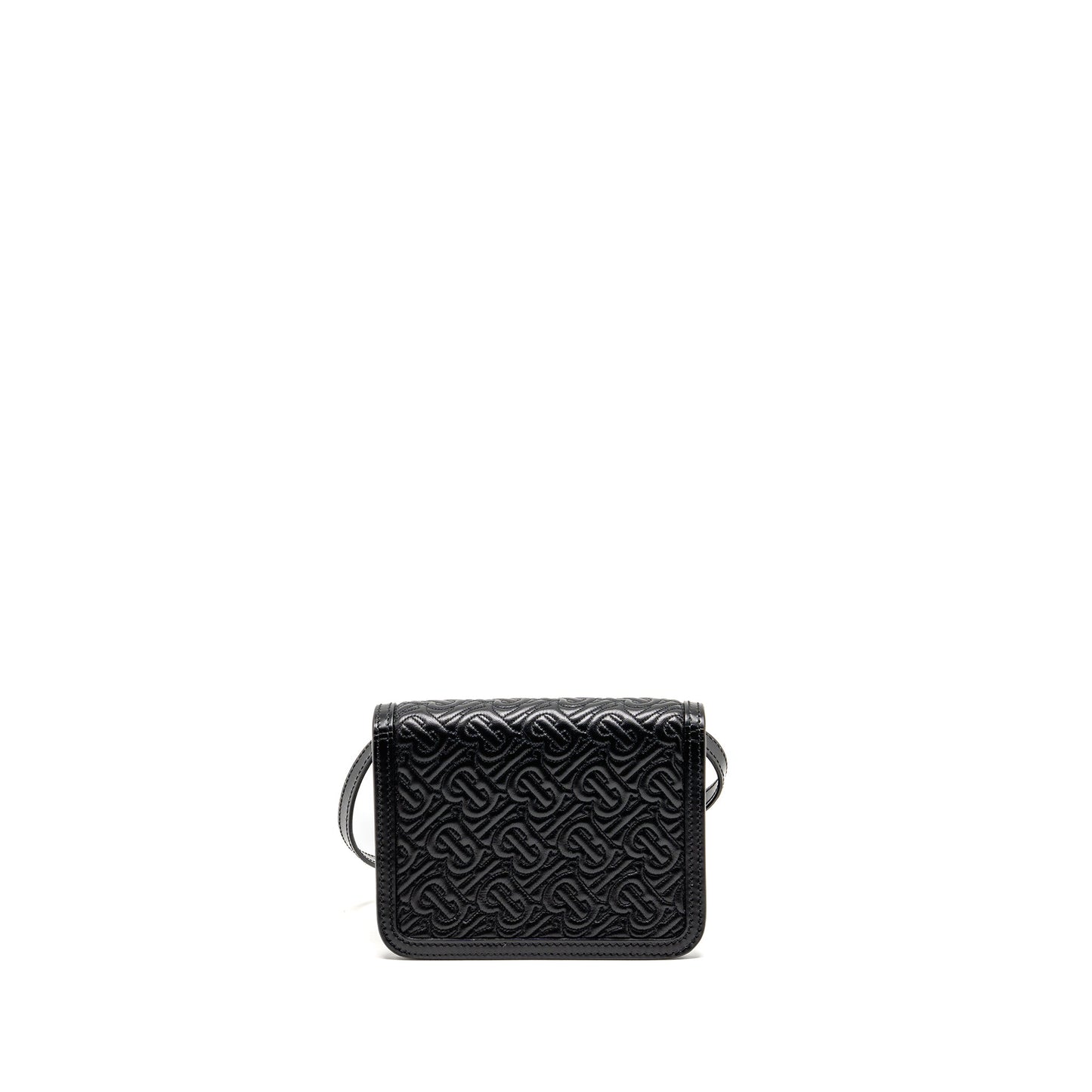 Burberry Mini Monogram Embossed Mini Purse Lambskin Black