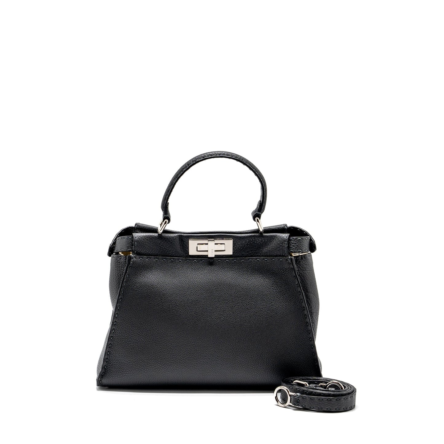 Fendi Medium Peekaboo Purse Selleria Leather Black