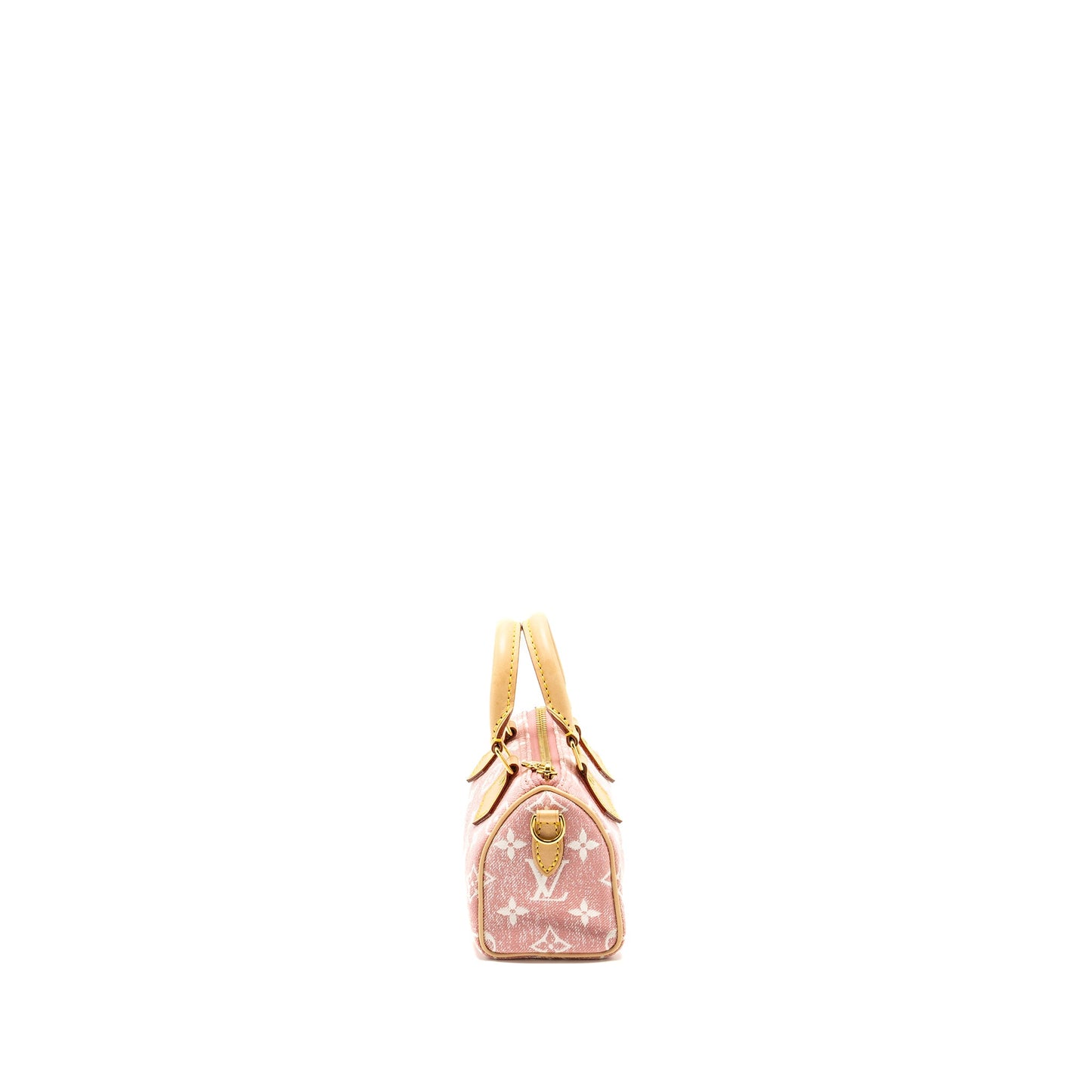 LOUIS VUITTON Nano Speedy Monogram Jacquard Denim Rose