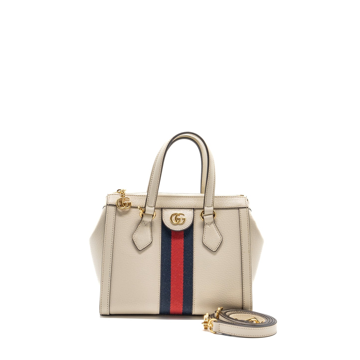 Gucci Ophidia Small Tote Purse Calfskin White/ Multicolour