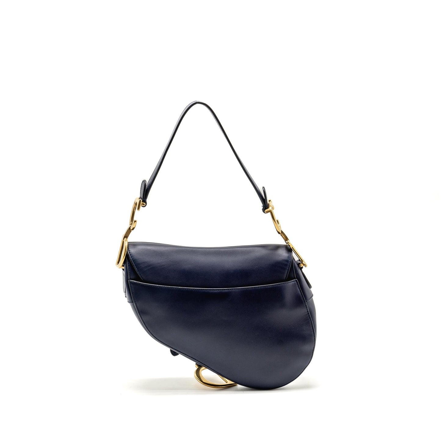 Dior Medium Saddle Purse Calfskin Navy with Black Oblique Strap