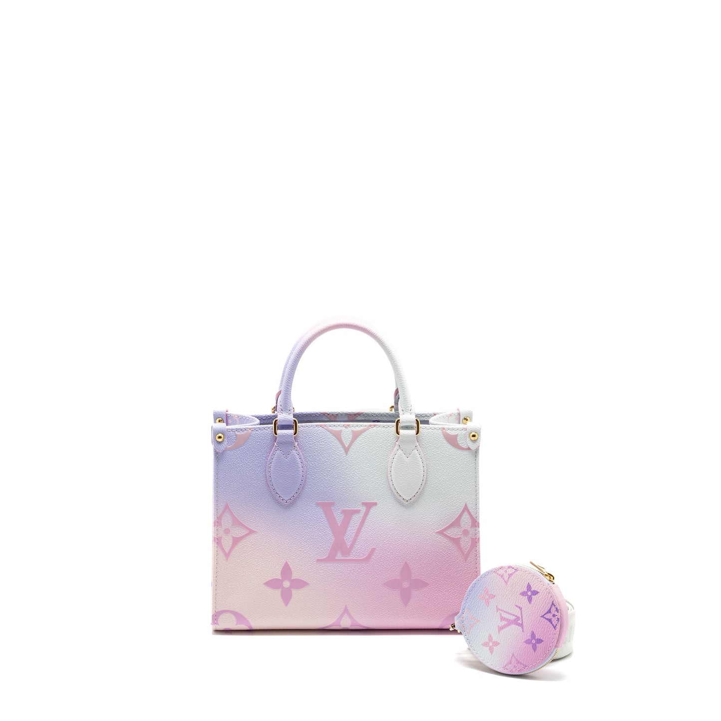 Louis Vuitton onthego calfskin sunrise pastel multicolour pink / purple