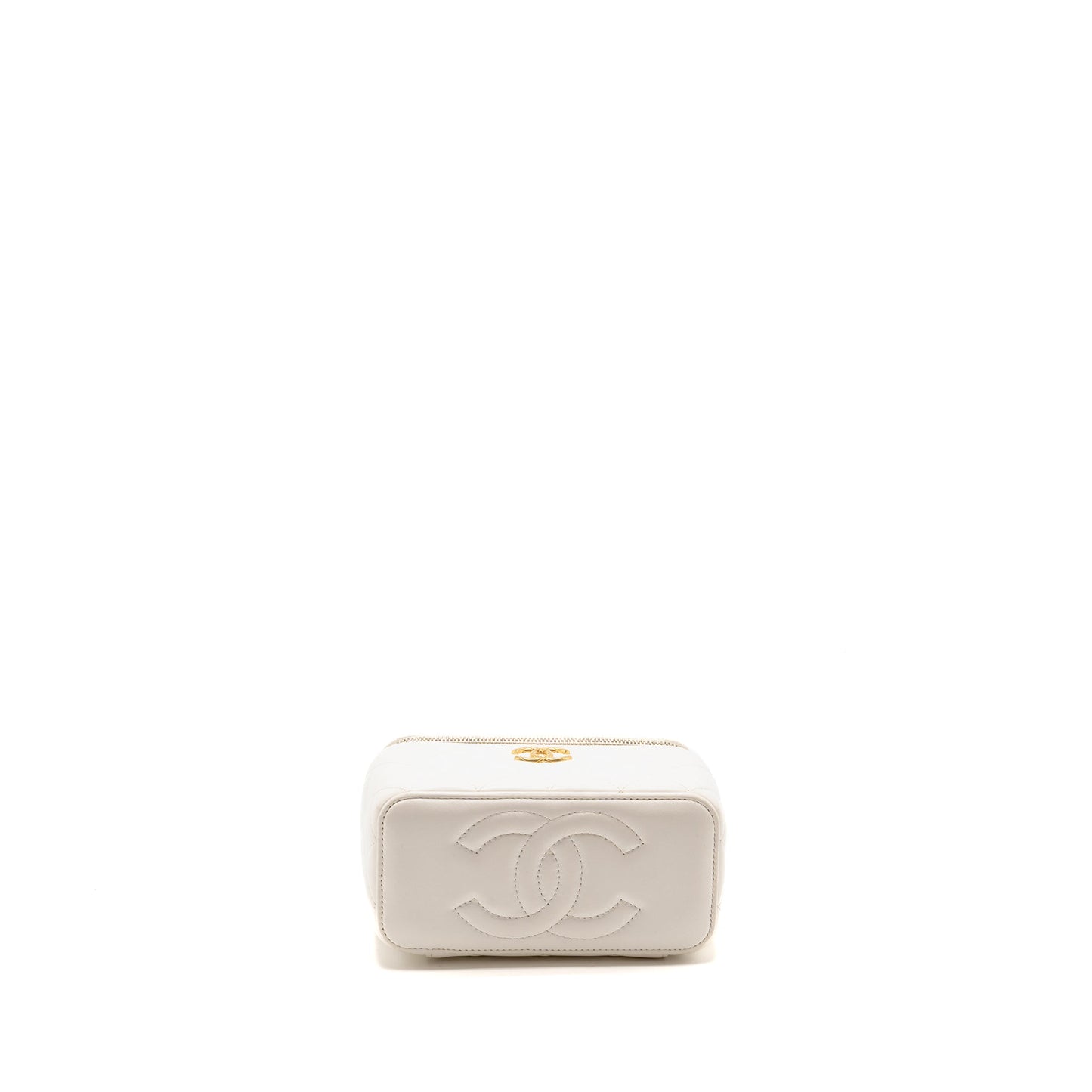Chanel Gold Pillar Adjustable Chain Long Vanity Lambskin White GHW (Microchip)