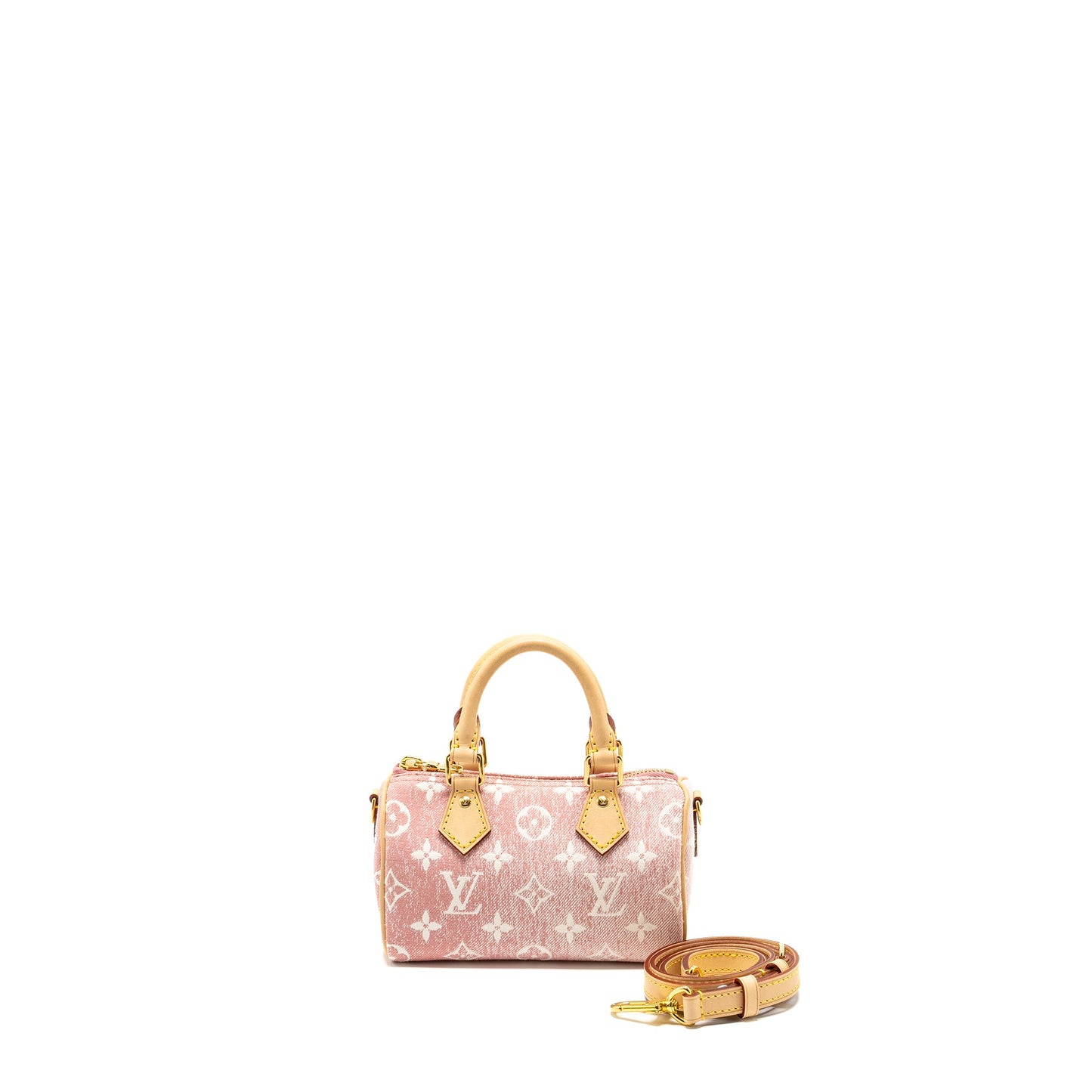 LOUIS VUITTON Nano Speedy Monogram Jacquard Denim Rose