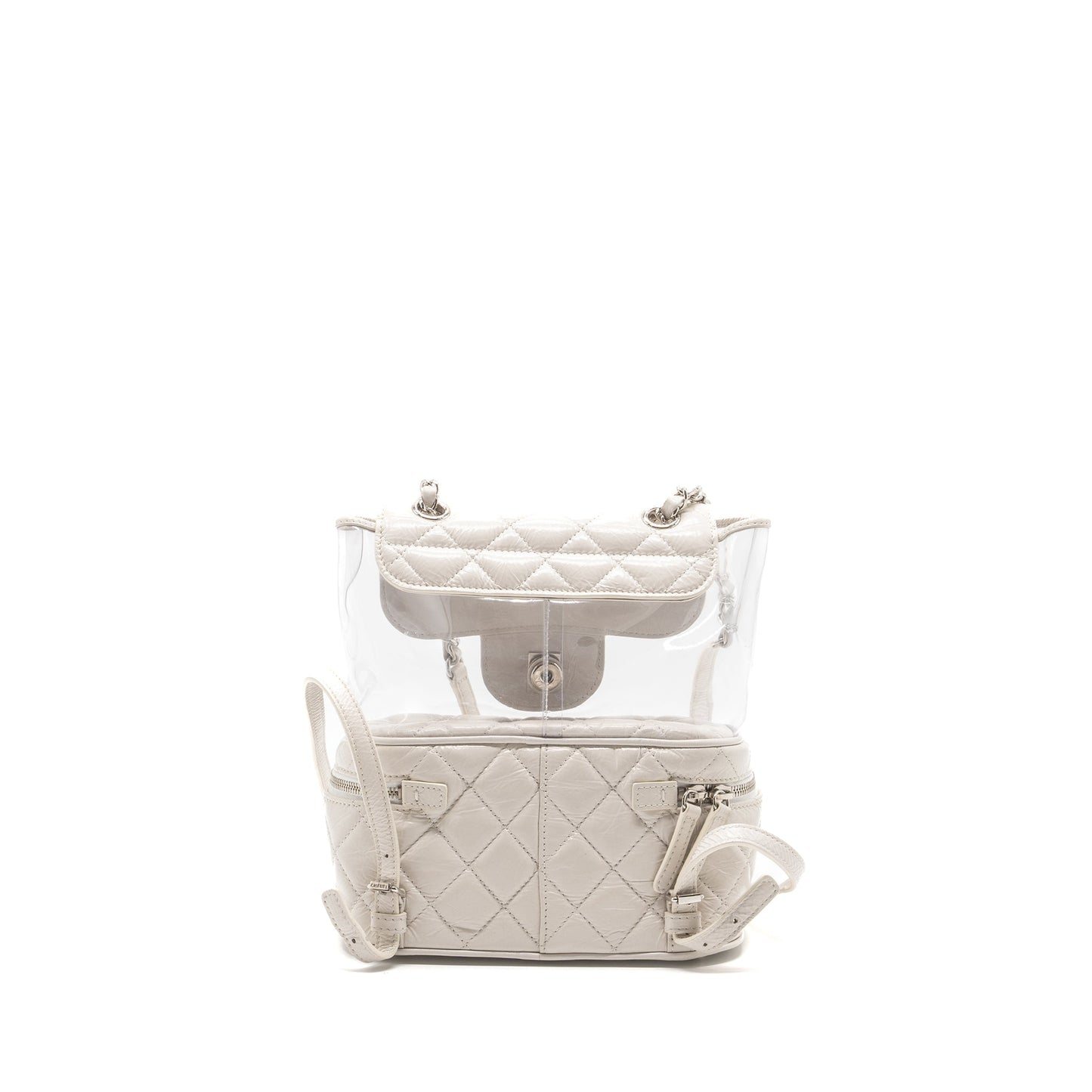 CHANEL TRANSPARENT BACKPACK PVC/SHINY CALFSKIN WHITE SHW