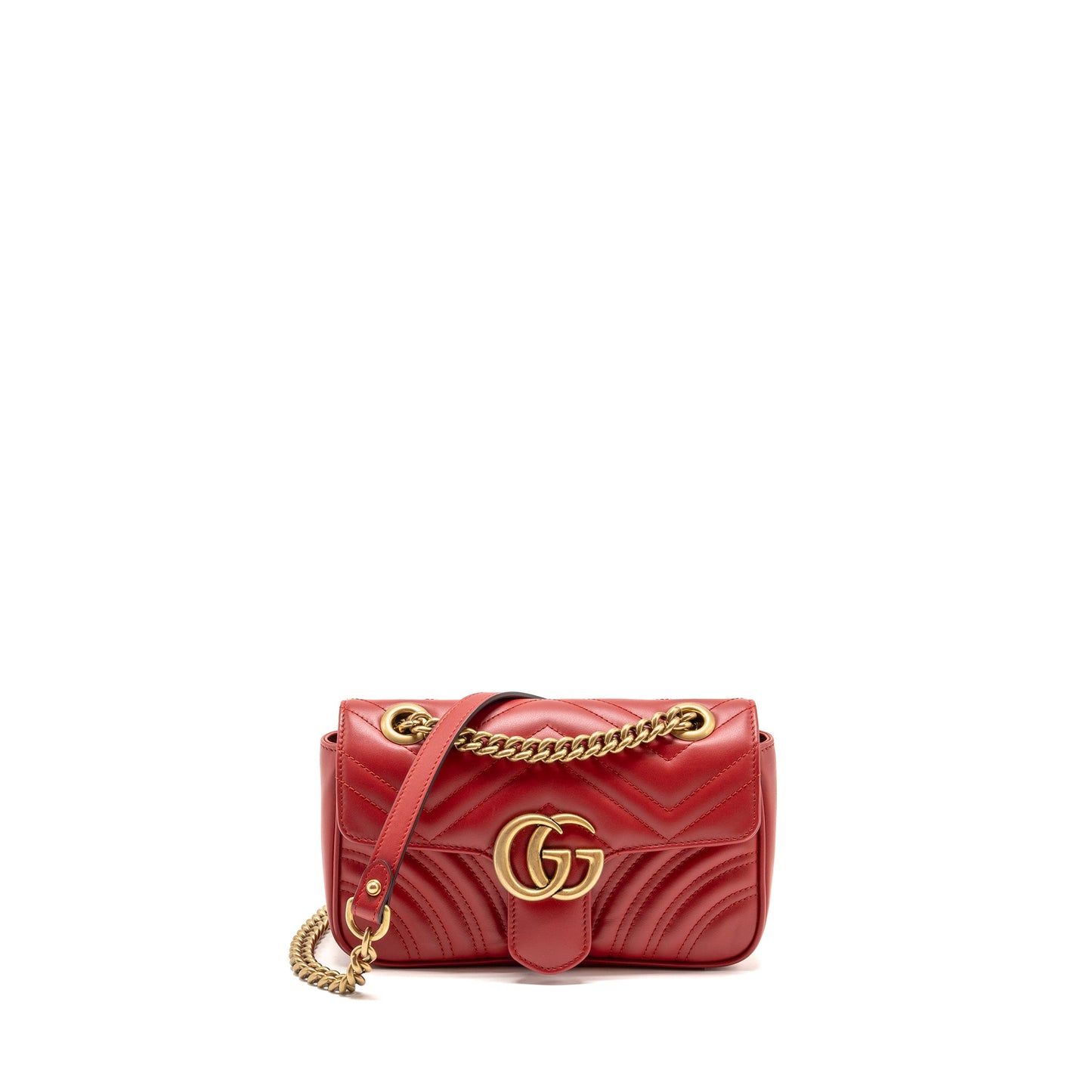Gucci Small Marmont Mini Purse Calfskin Red Brushed