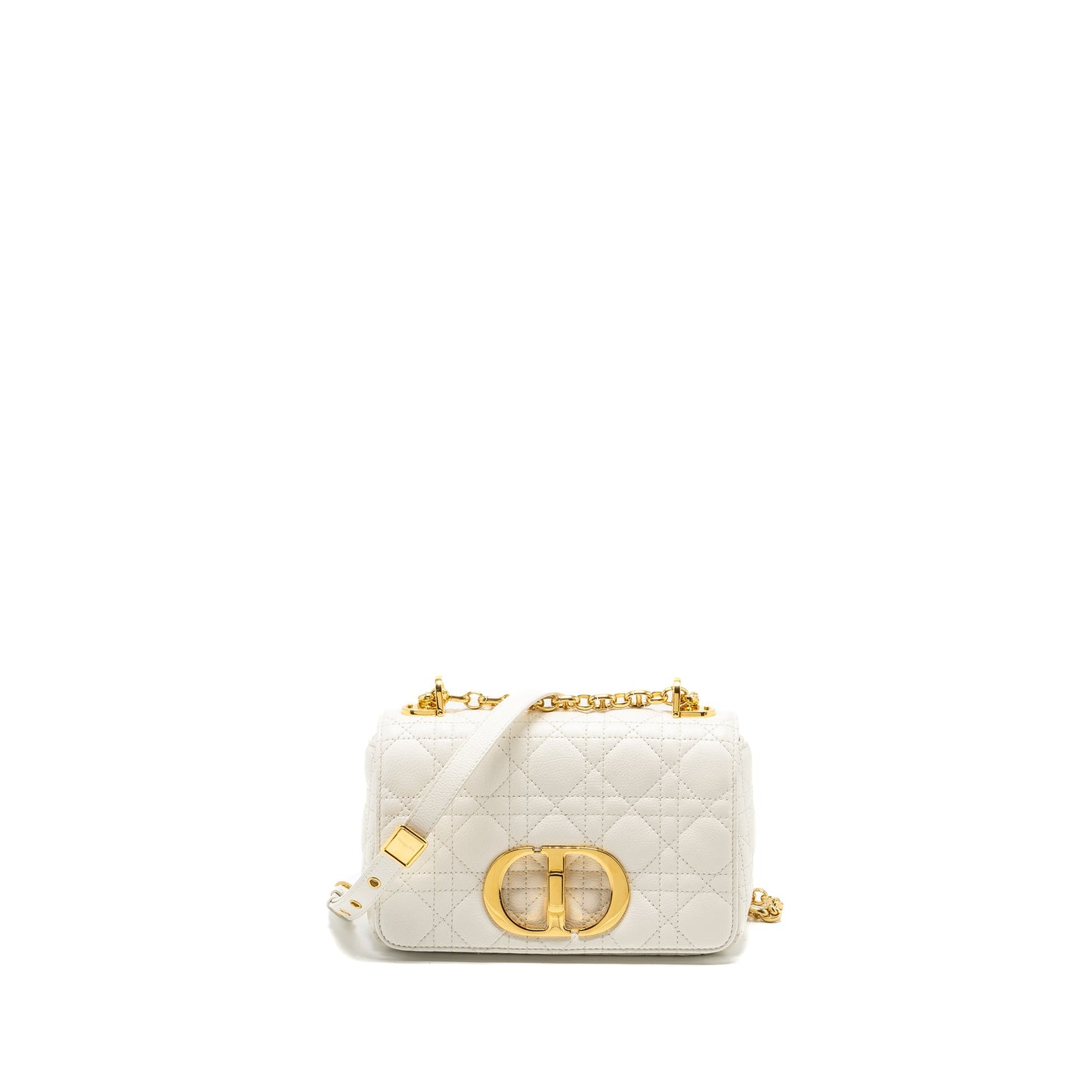 Dior Caro S flap Purse calfskin white