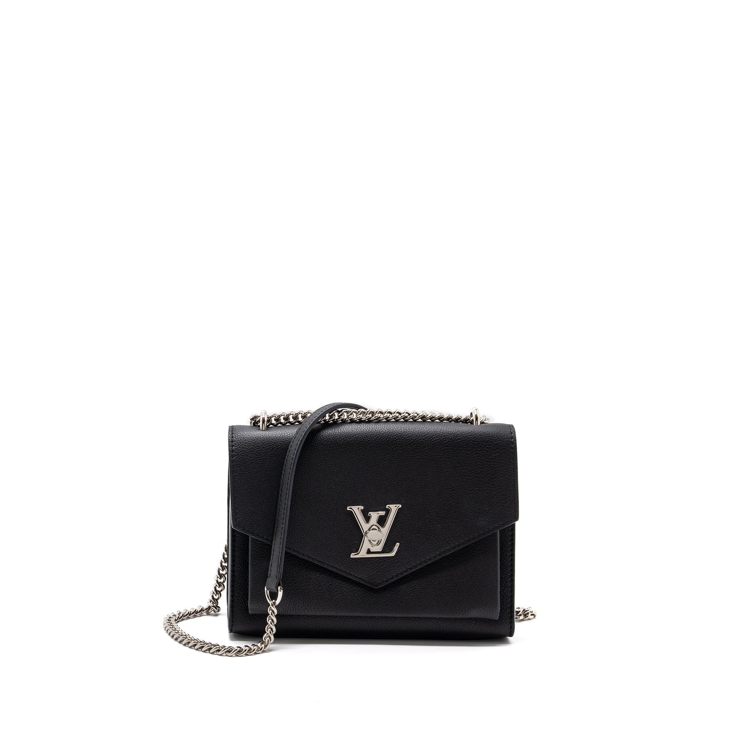 Louis Vuitton Mylockme Satchel Chain Purse Calfskin Black