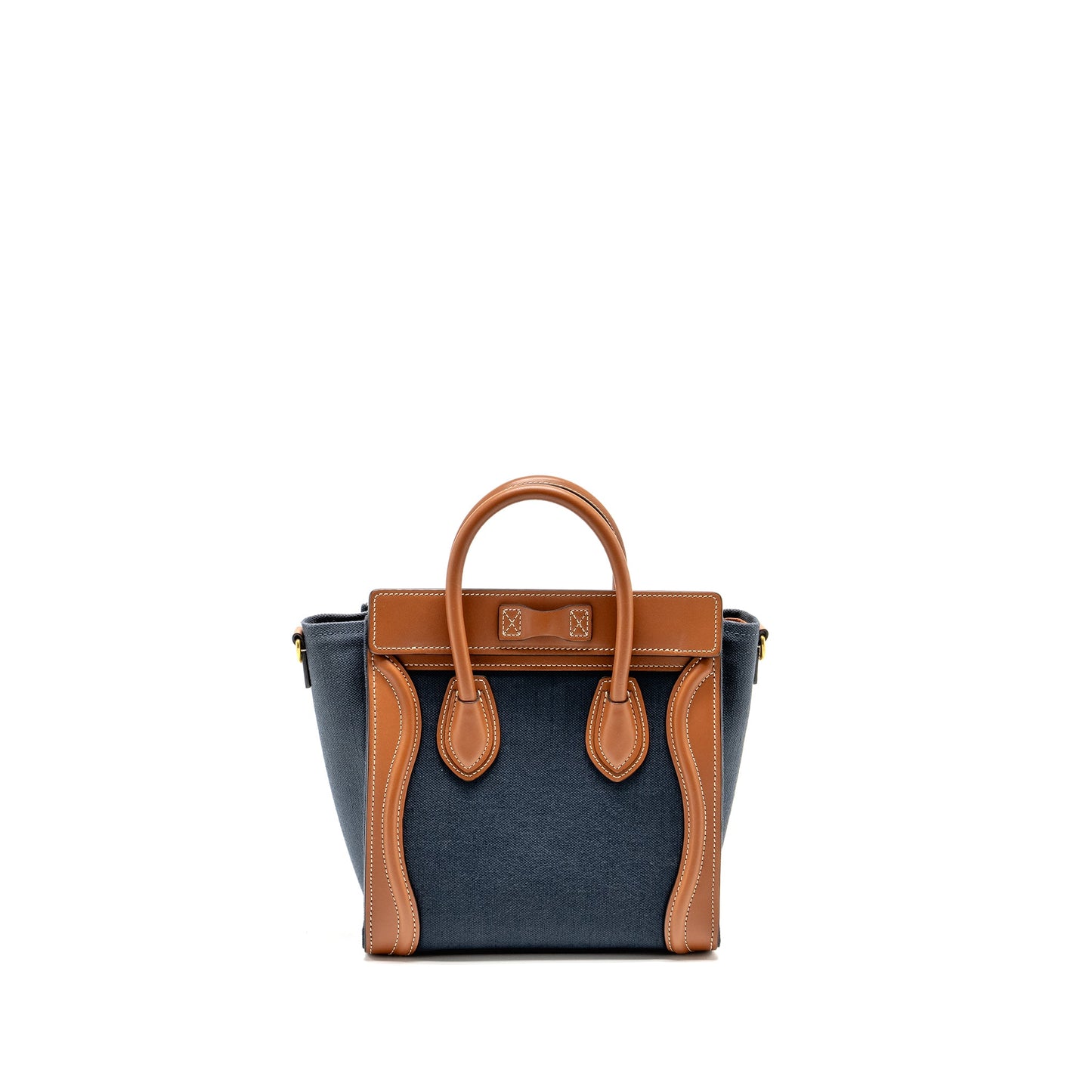 Celine Nano Luggage Purse Calfskin/Denim Tan/Navy
