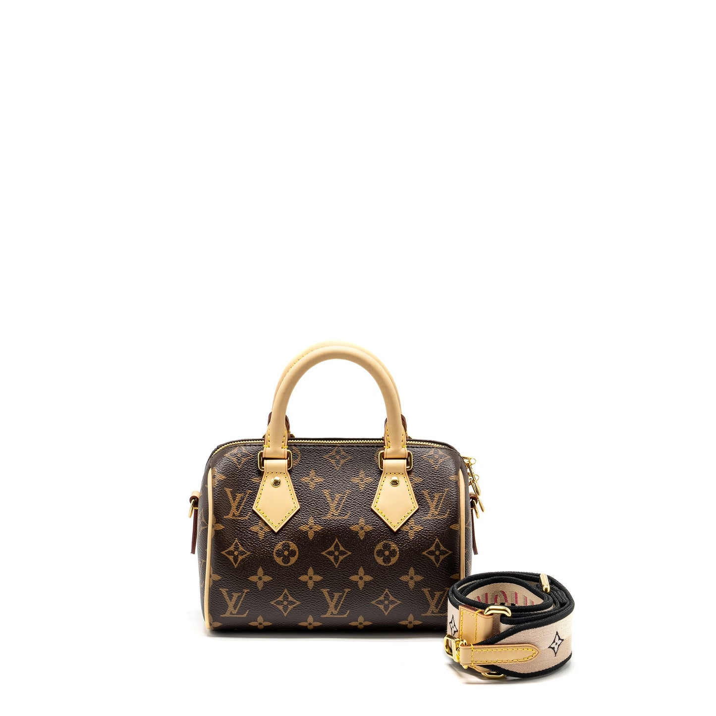 LOUIS VUITTON Speedy Bandouliere 20 Monogram Canvas Black Strap