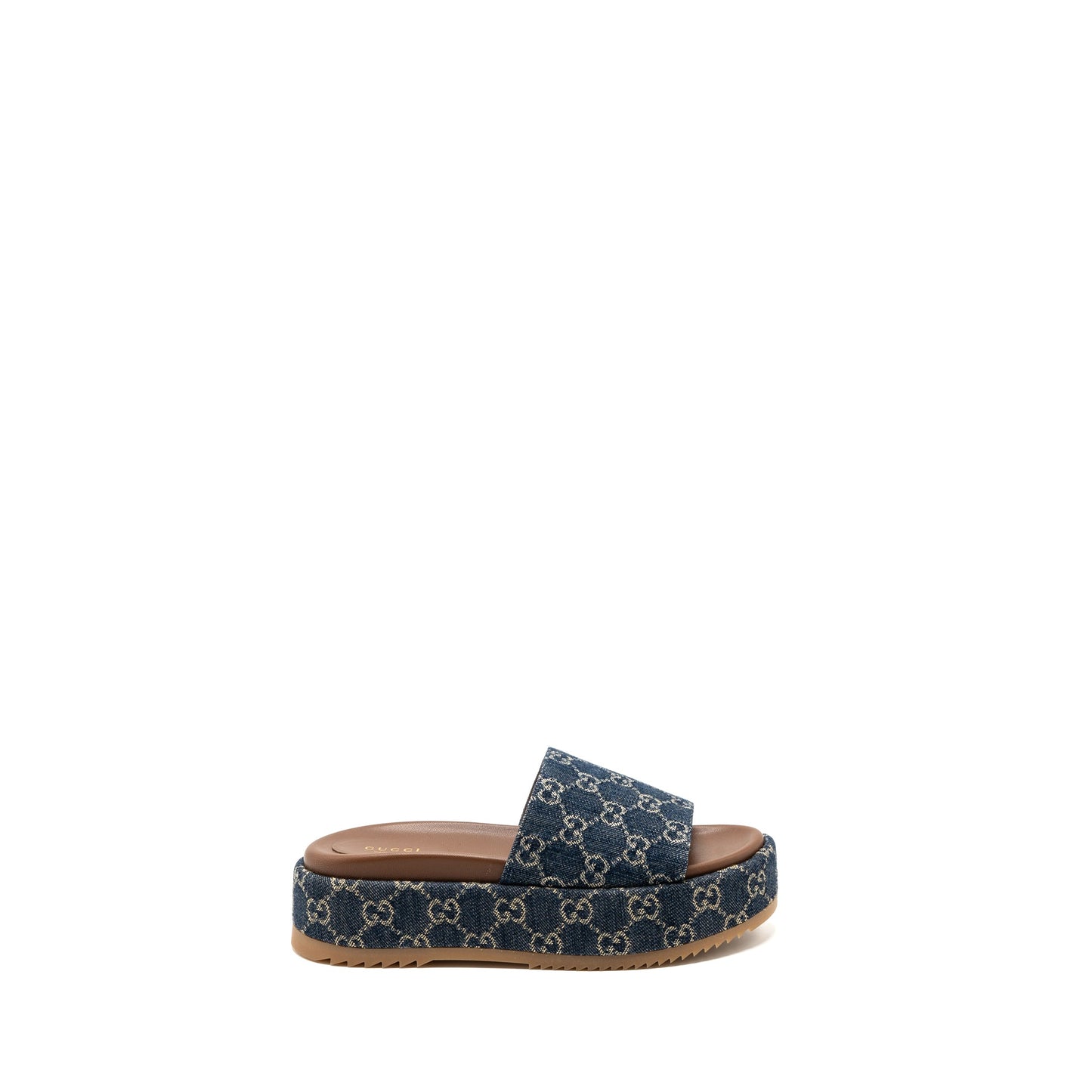 Gucci Size 38 Platform Slide Sandals Supreme Blue Denim