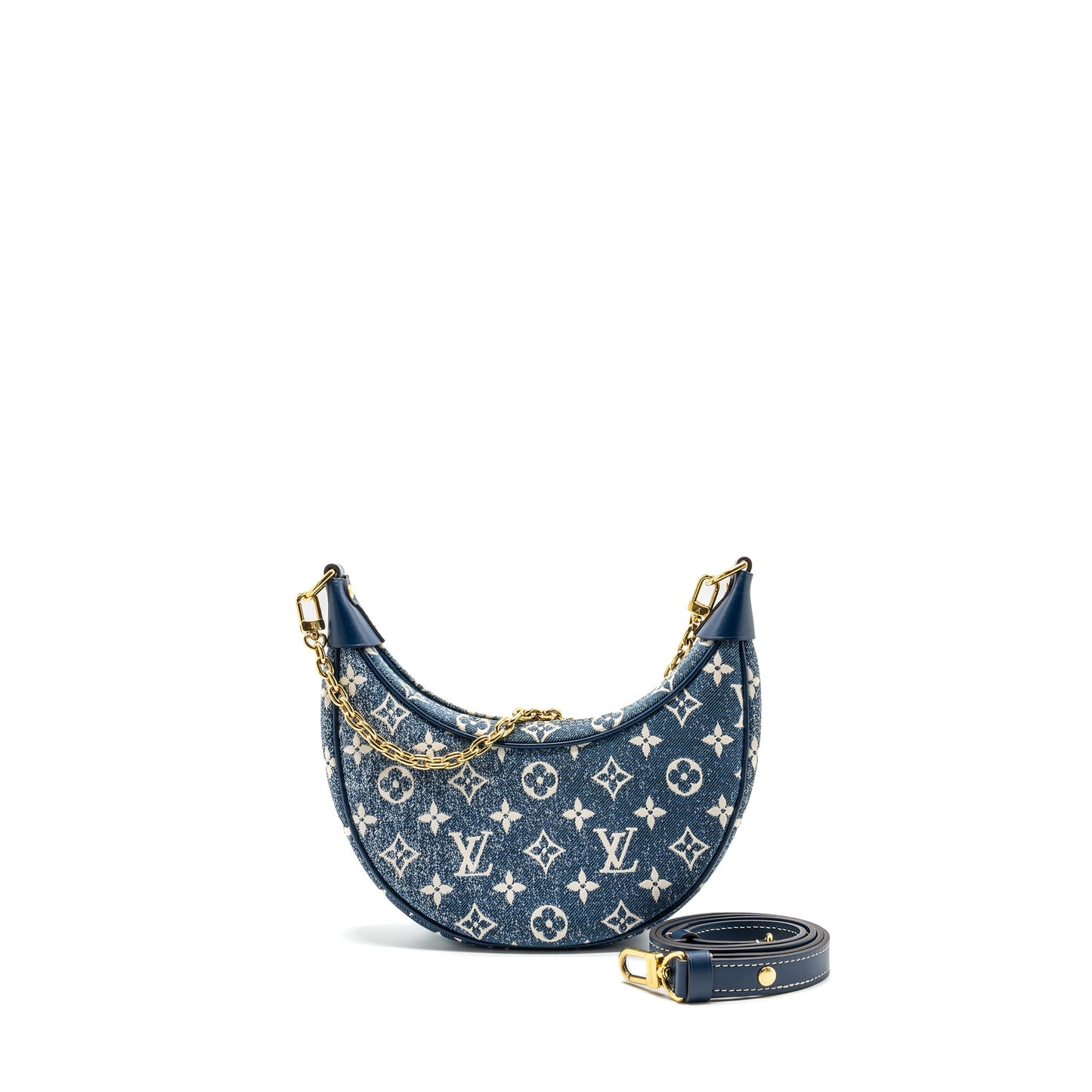 Louis Vuitton Half-moon Loop Baguette Purse denim blue (New Version)