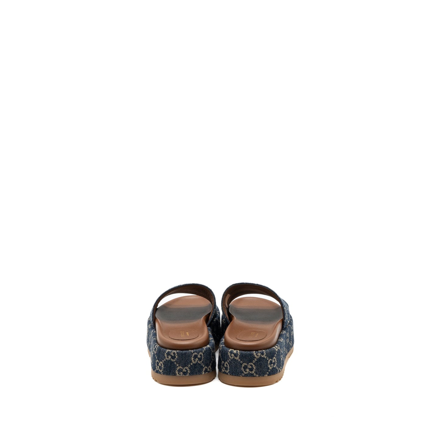 Gucci Size 38 Platform Slide Sandals Supreme Blue Denim