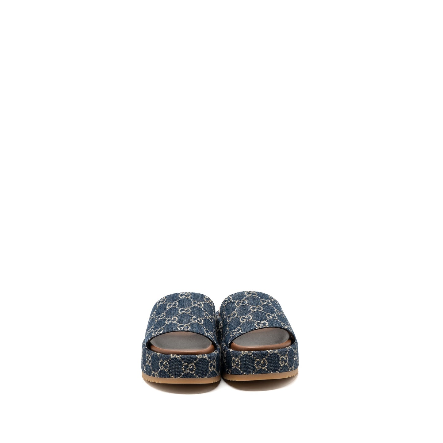 Gucci Size 38 Platform Slide Sandals Supreme Blue Denim
