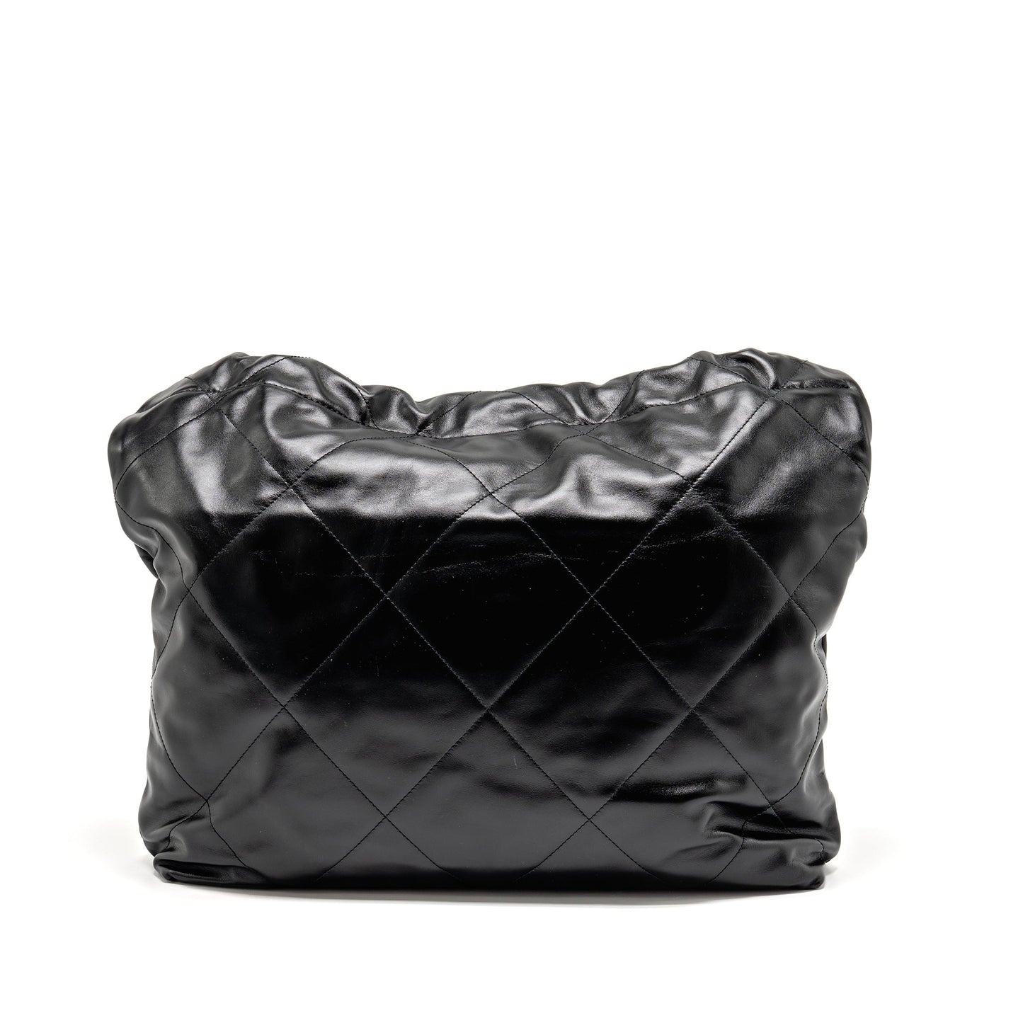 Chanel Medium 22 Bag Gold Letter Shiny Calfskin Black GHW (microchip)