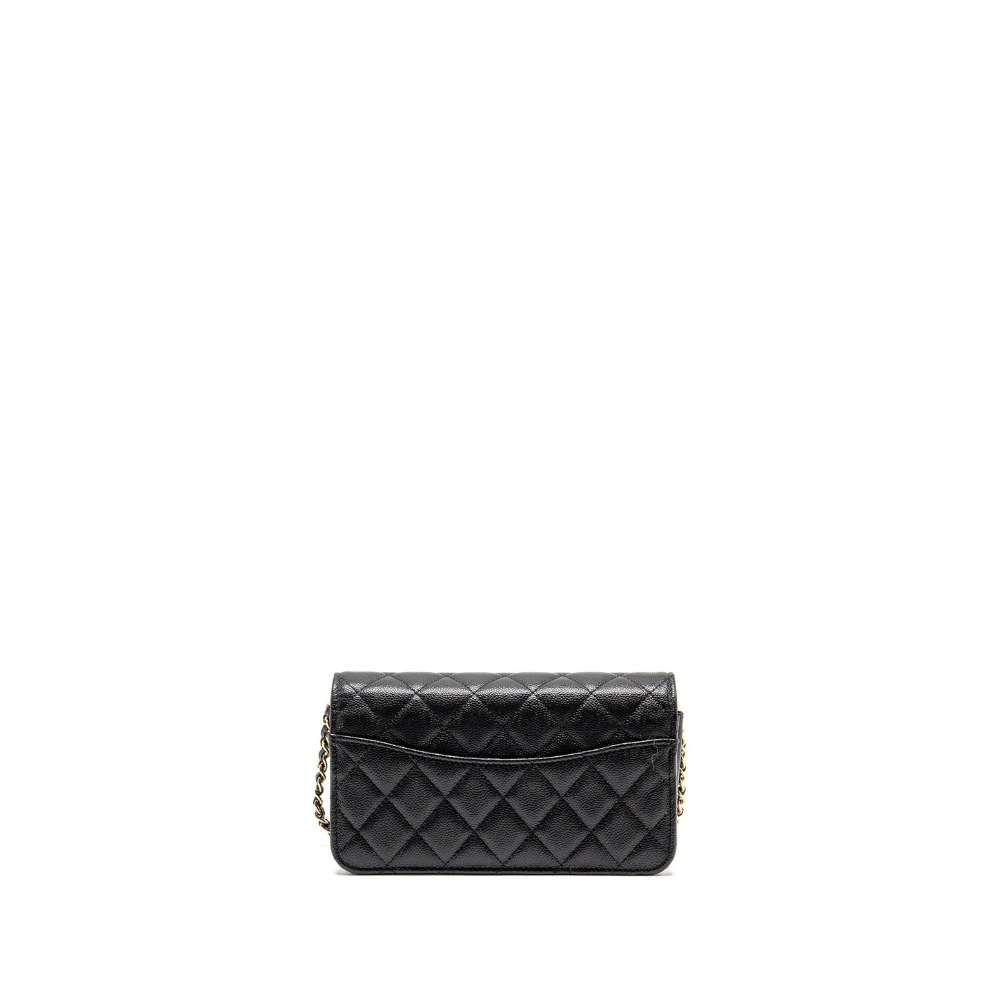 Chanel Quilted CC Clutch on Chain Caviar Black LGHW (Microchip)