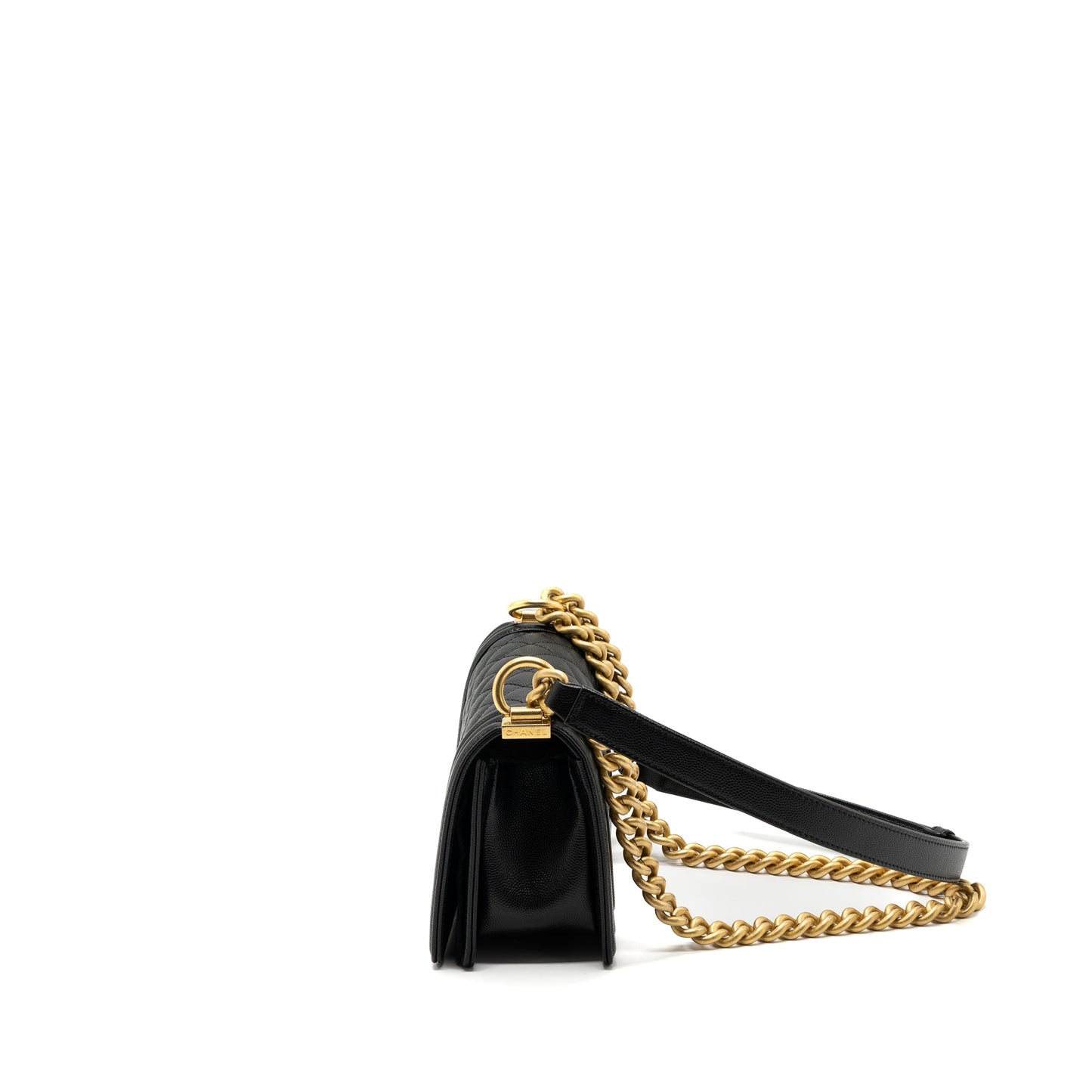 CHANEL SMALL BOY Bag Caviar BLACK GHW (Microchip)