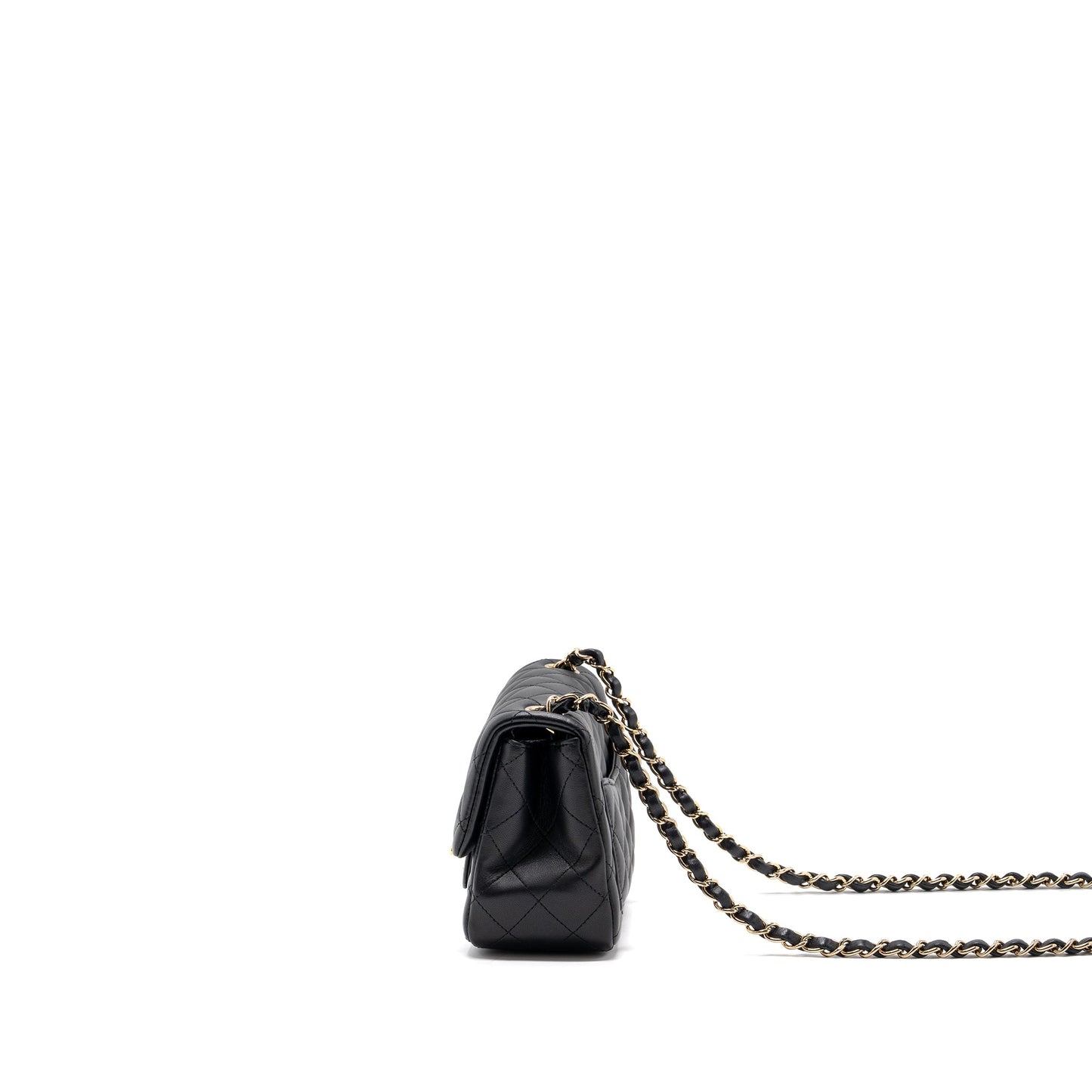chanel mini square flap bag lambskin black GHW