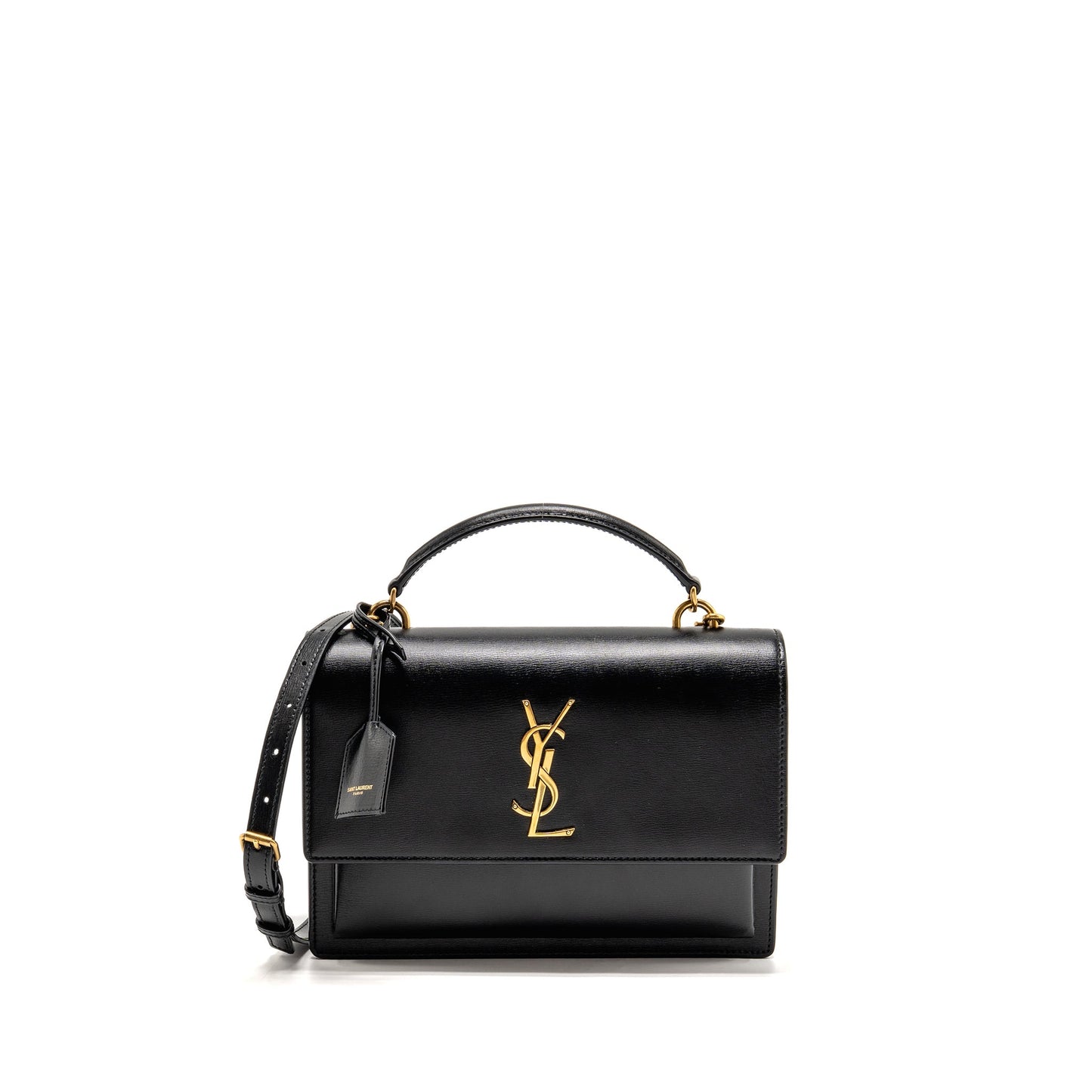 Saint Laurent/ Medium Top Handle Sunset Purse Calfskin Black