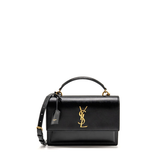 Saint Laurent/ Medium Top Handle Sunset Purse Calfskin Black