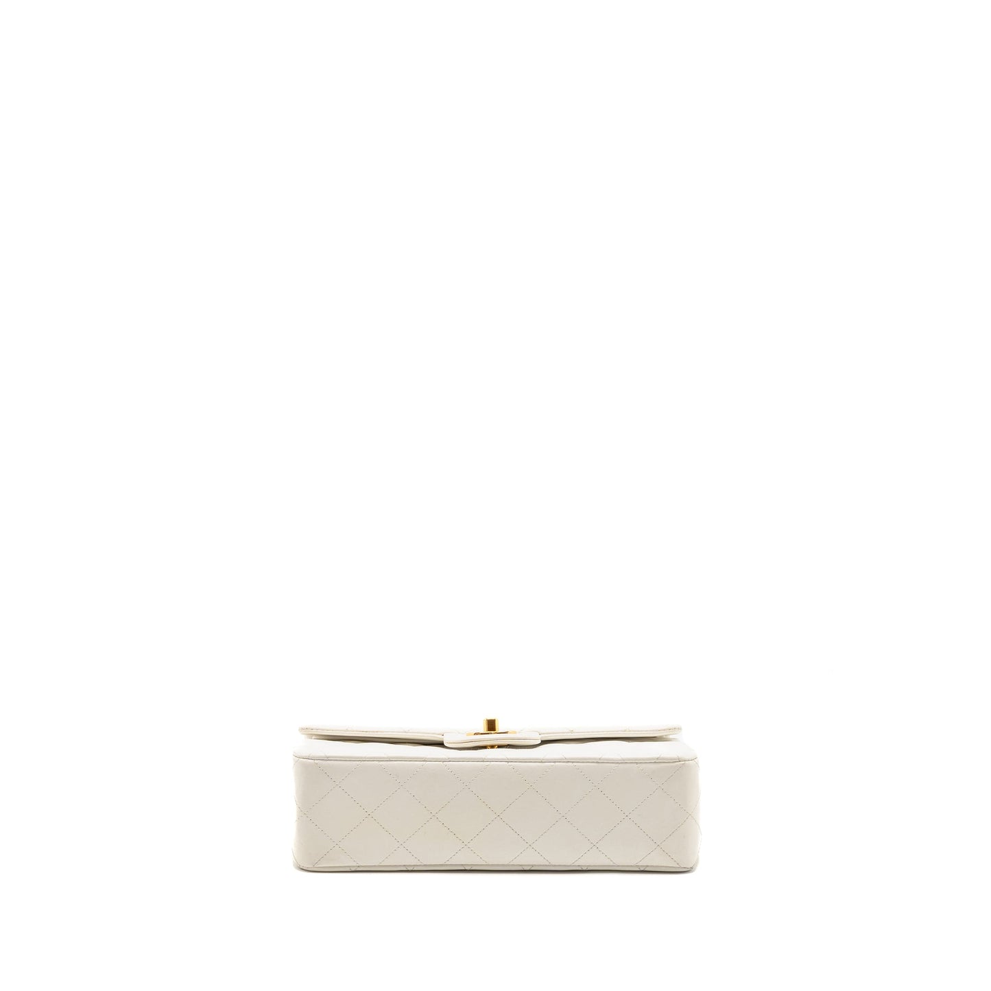 Chanel Vintage Small Classic Double Flap Bag Lambskin White GHW