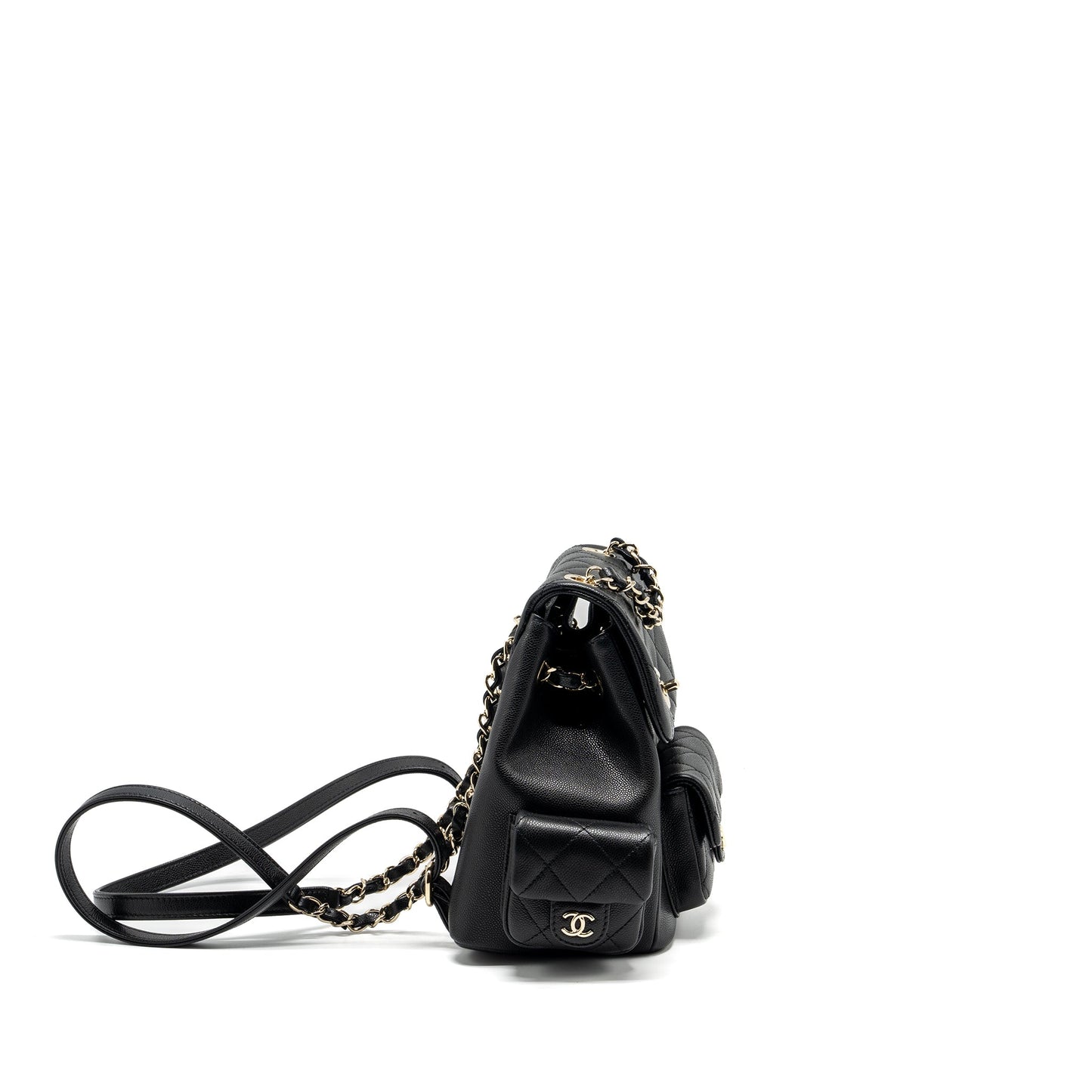 Chanel Triple Pocket Backpack Caviar Black LGHW (Microchip)