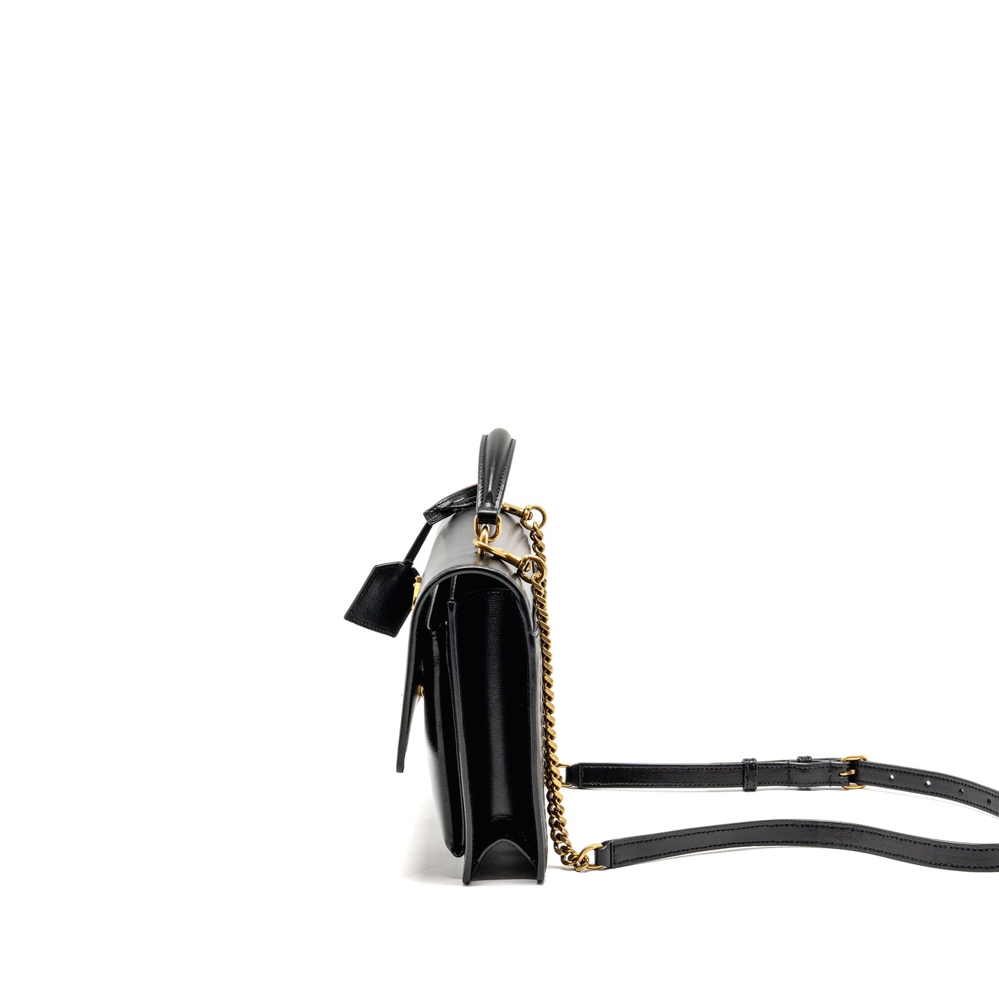 Saint Laurent/ Medium Top Handle Sunset Purse Calfskin Black