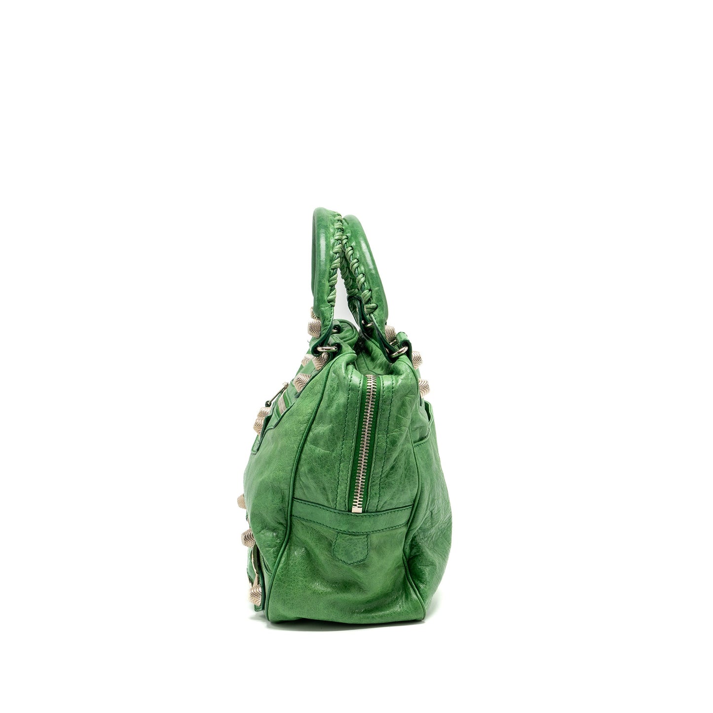 Balenciaga zip handle Purse green leather