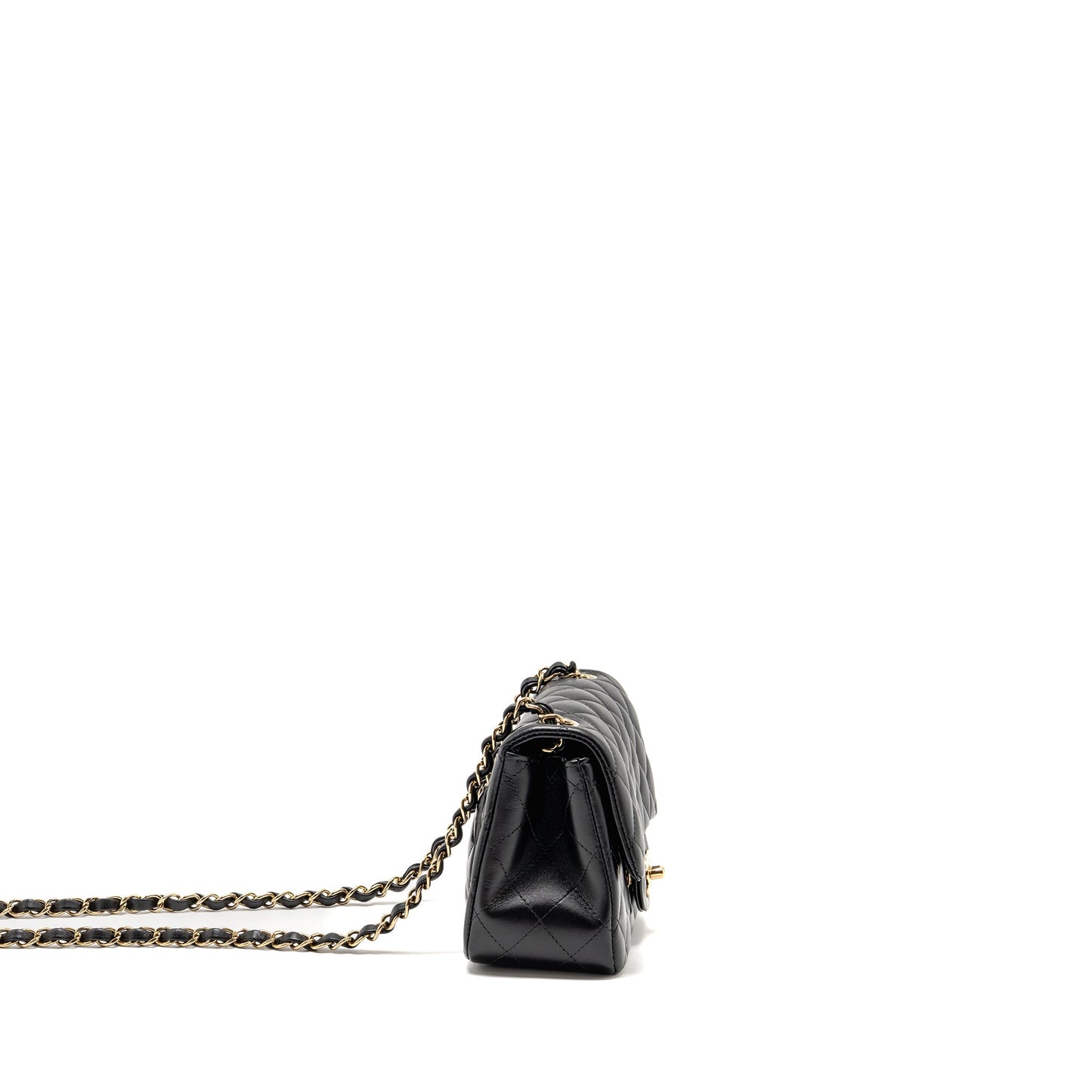 Chanel Mini Square Flap Bag Lambskin Black LGHW (Microchip)