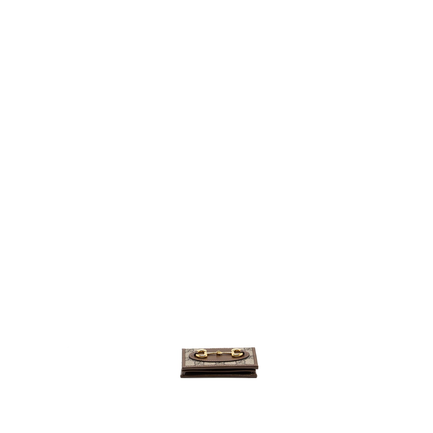 Gucci Horsebit 1955 Card Case Wallet Supreme Canvas/ Calfskin Brown