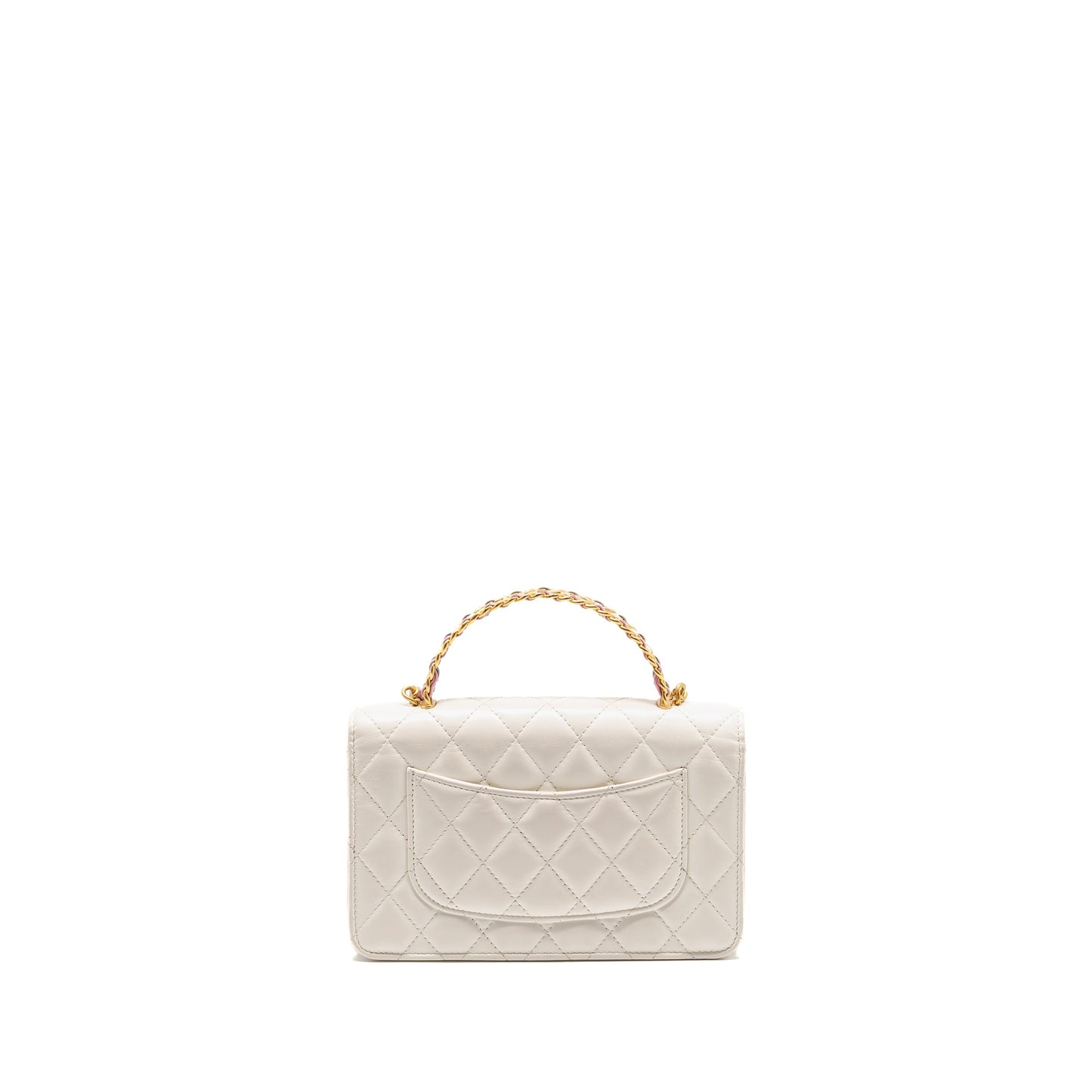 Chanel Top handle wallet with chain calfskin white GHW (microchip)
