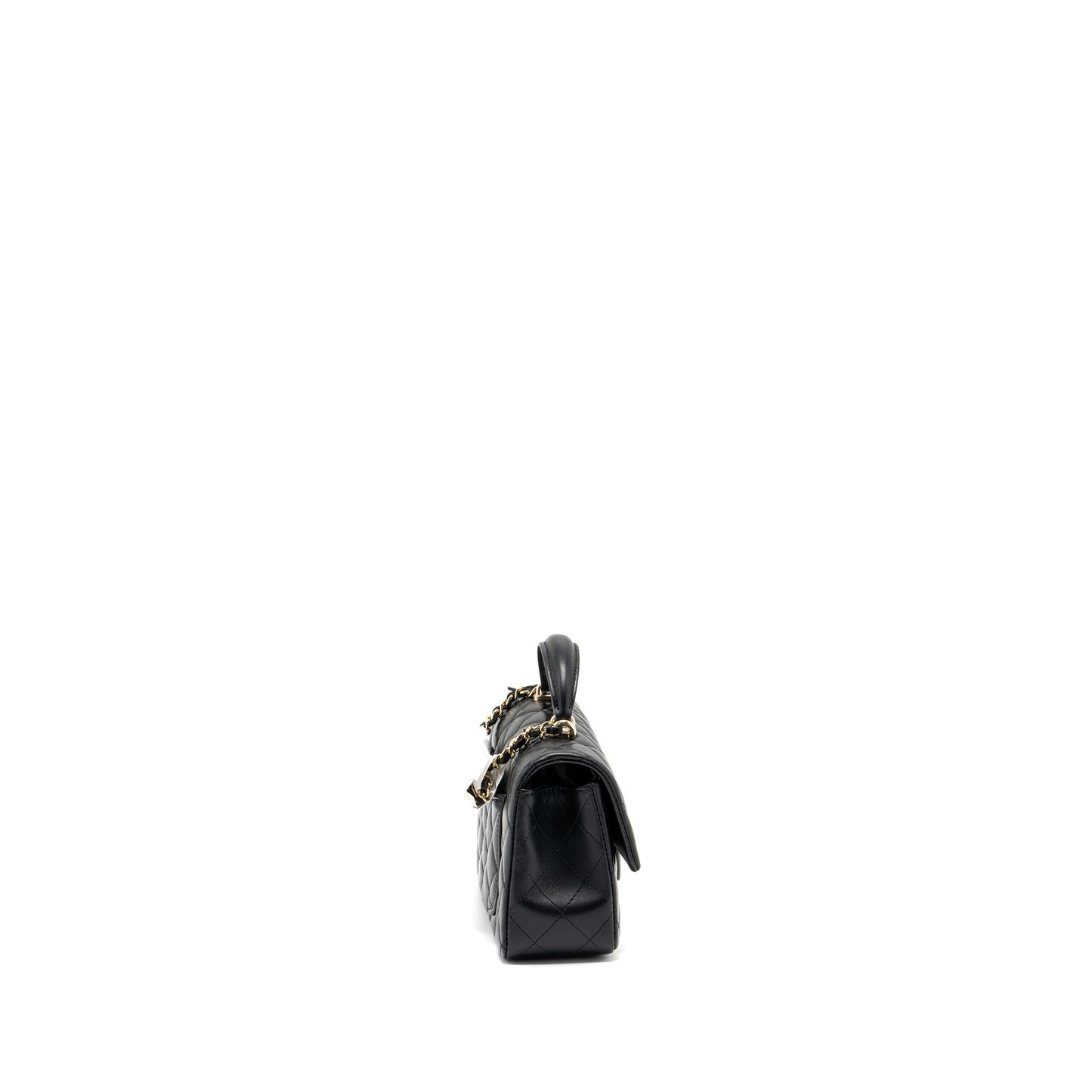 Chanel Top Handle Mini Rectangular Flap Bag Lambskin Black LGHW (Microchip )