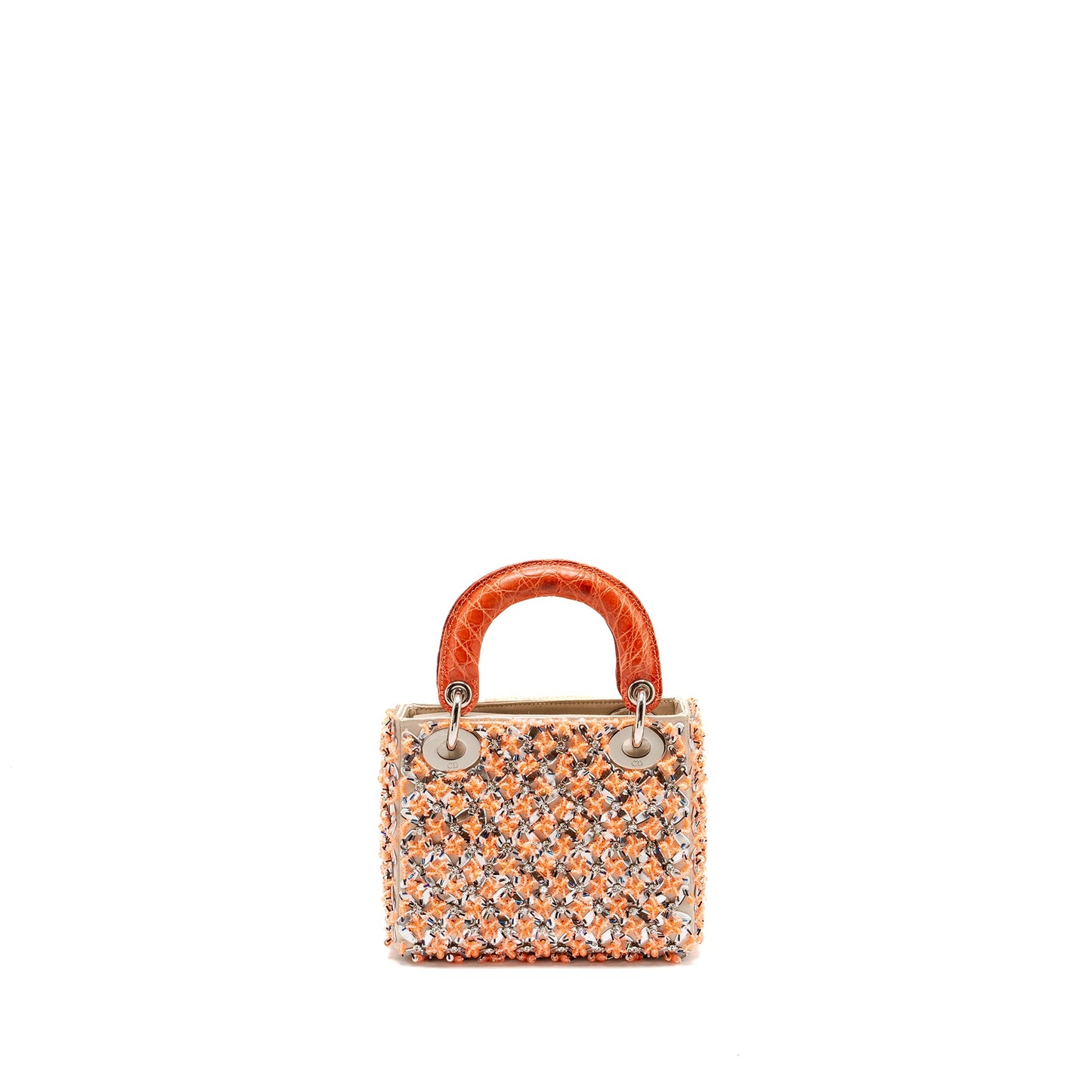 Dior Mini Lady Dior limited edition velvet / alligator / sequin light pink