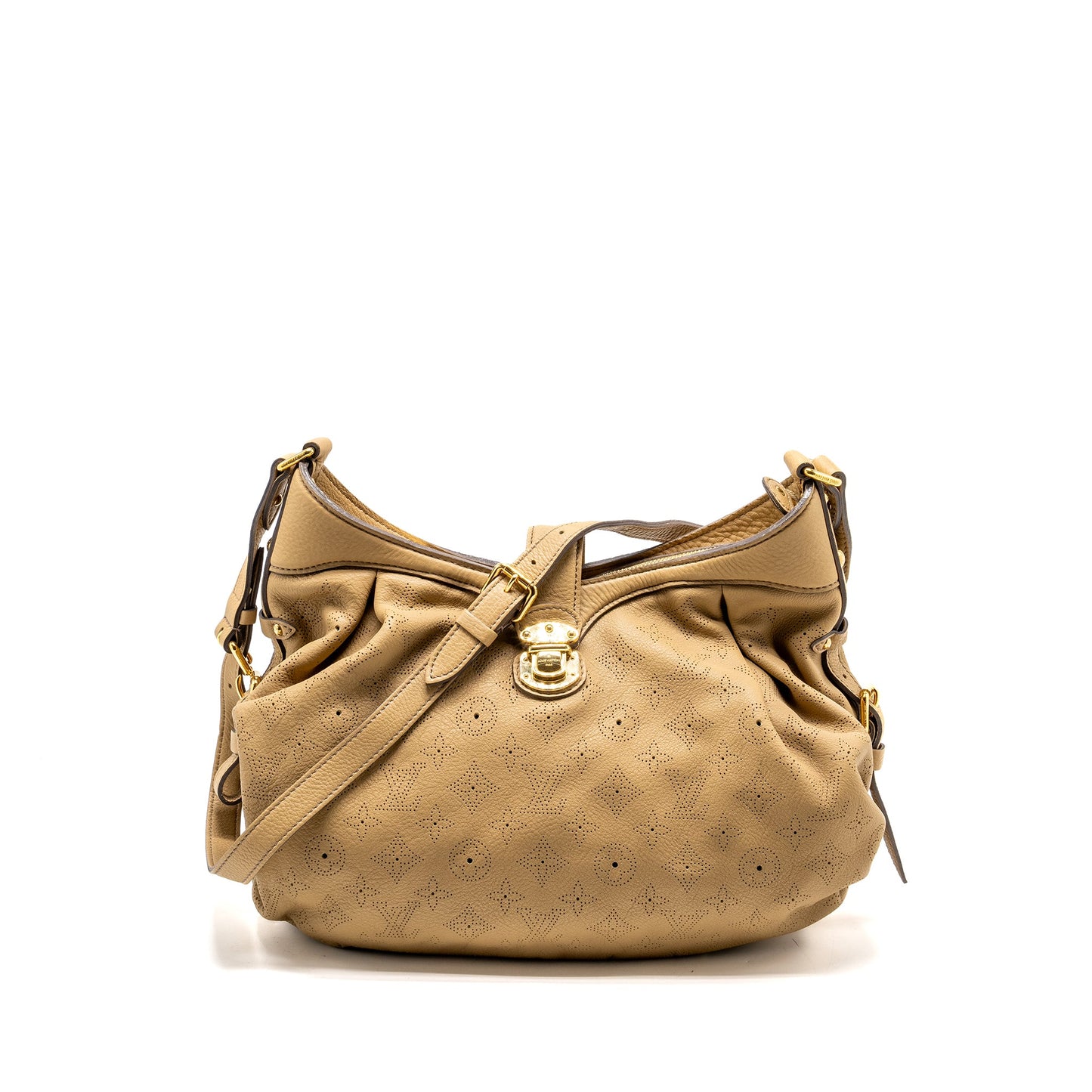 Louis Vuitton Mahina Hobo Purse Calfskin Beige