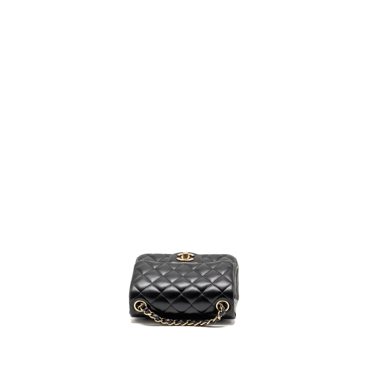 Chanel Mini Square Flap Bag Lambskin Black LGHW (Microchip)